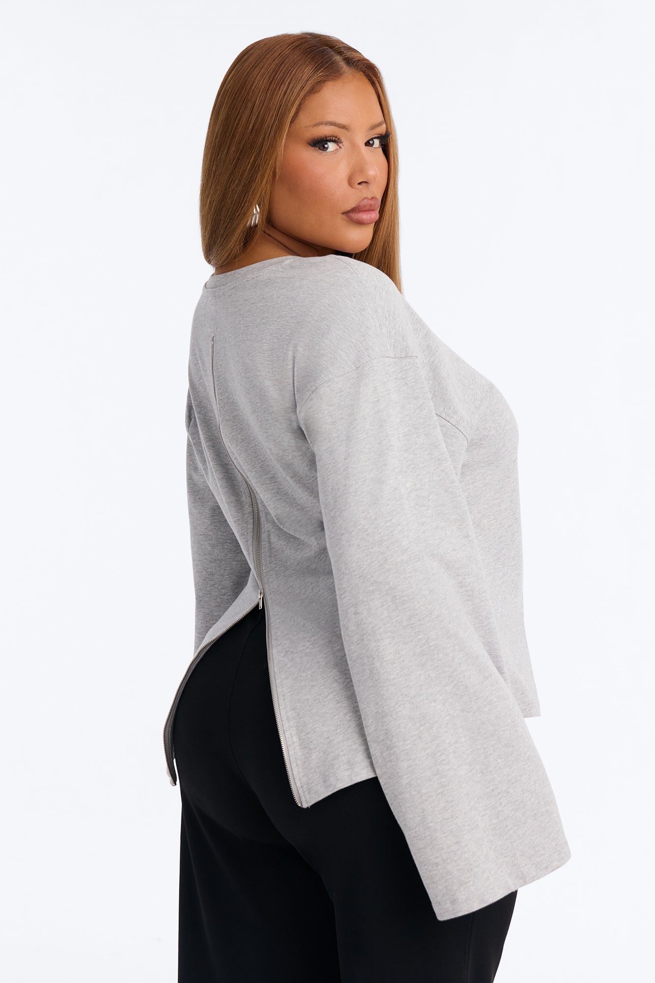 Jayden Fitted Shirt Long Sleeve T-Shirt - Heather Grey image 4