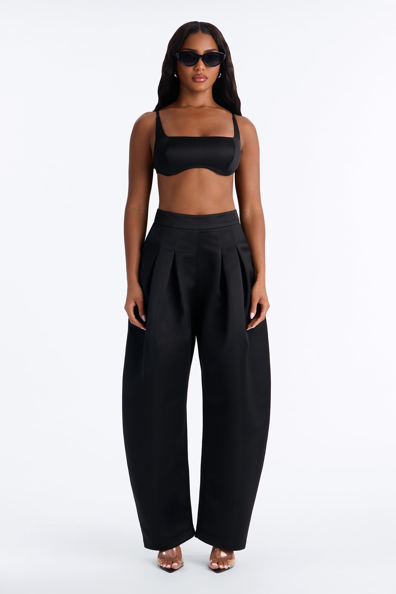 Ottilie Square Neck Tie Back Bralette Top - Black image 6