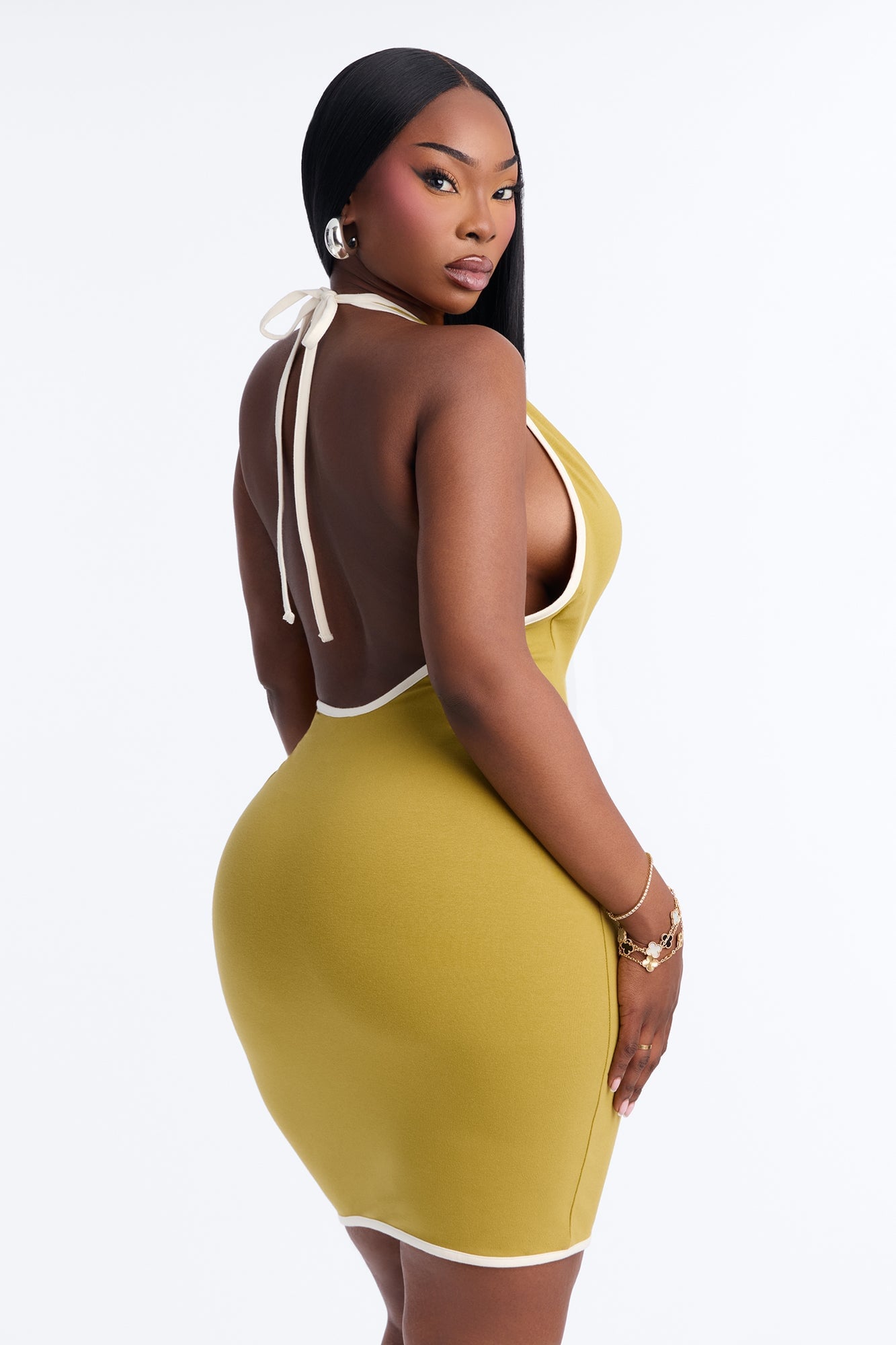 Jessa Halter Mini Dress - Chartreuse image 4