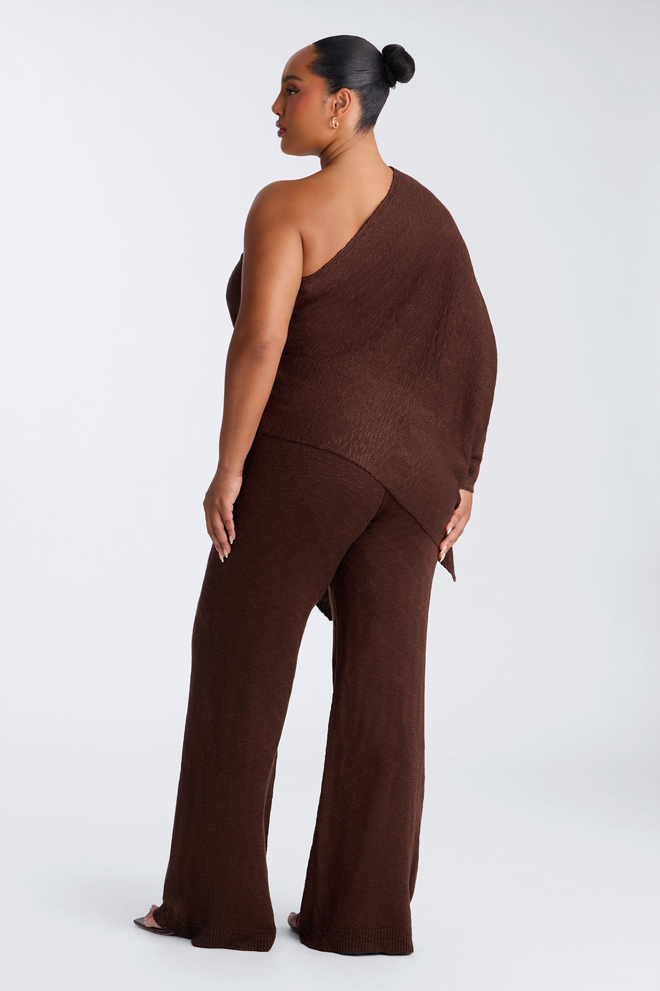 Solia One Shoulder Sweater Pant Set - Chocolate image 3