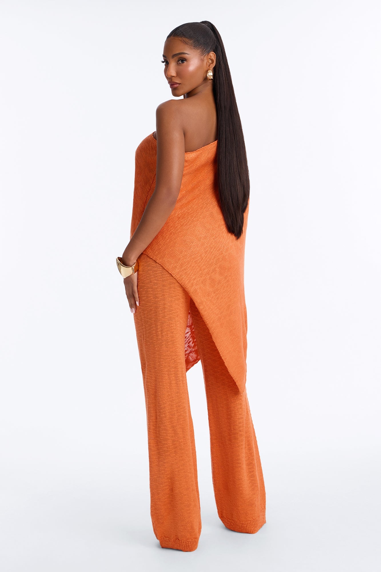 Solia One Shoulder Sweater Pant Set - Orange image 4