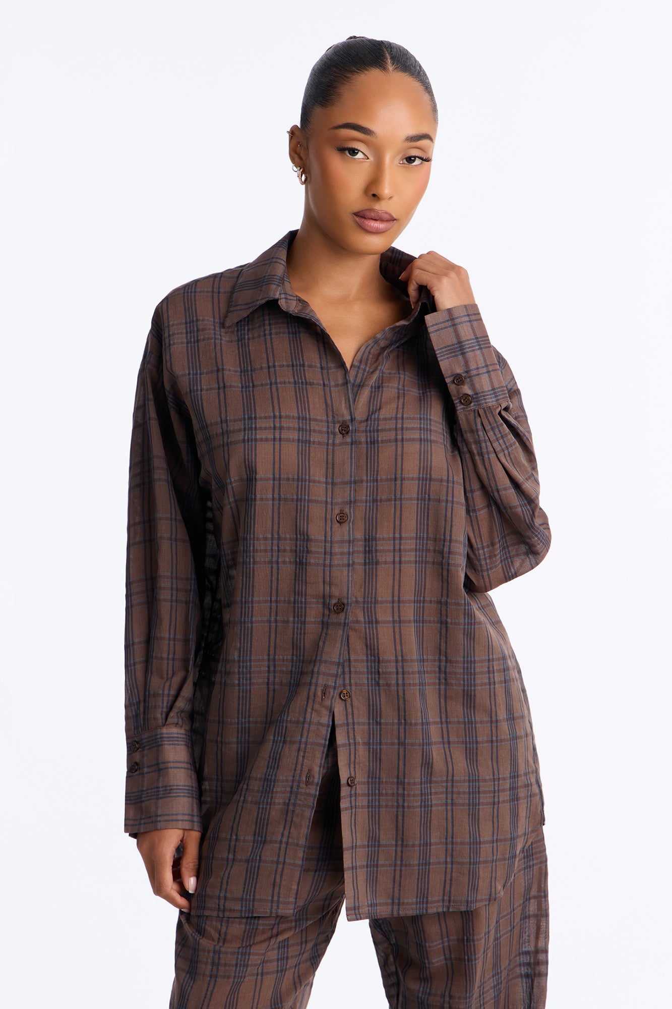 Parkside Plaid Pant Set - Brown image 6