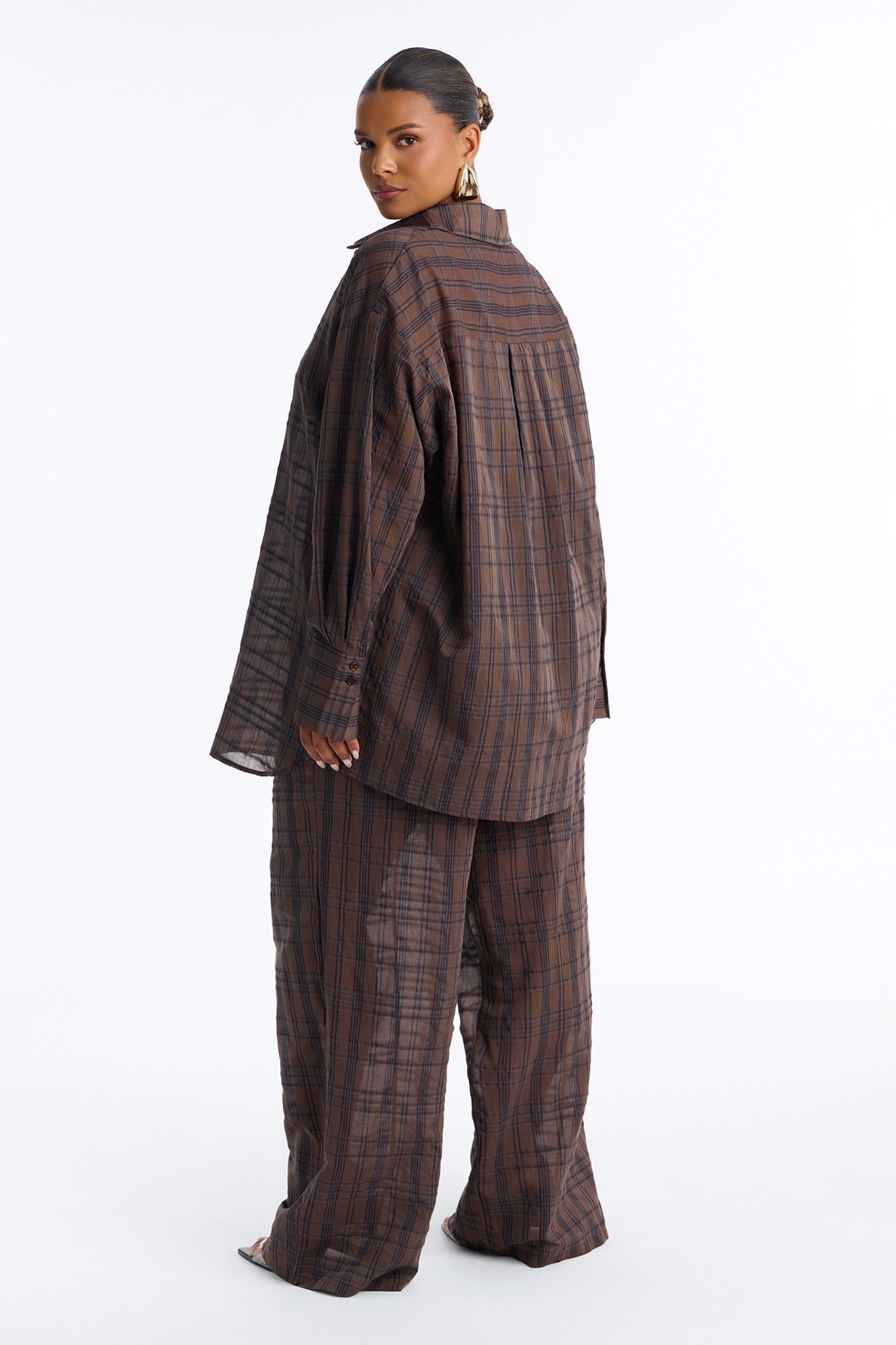 Parkside Plaid Pant Set - Brown image 4