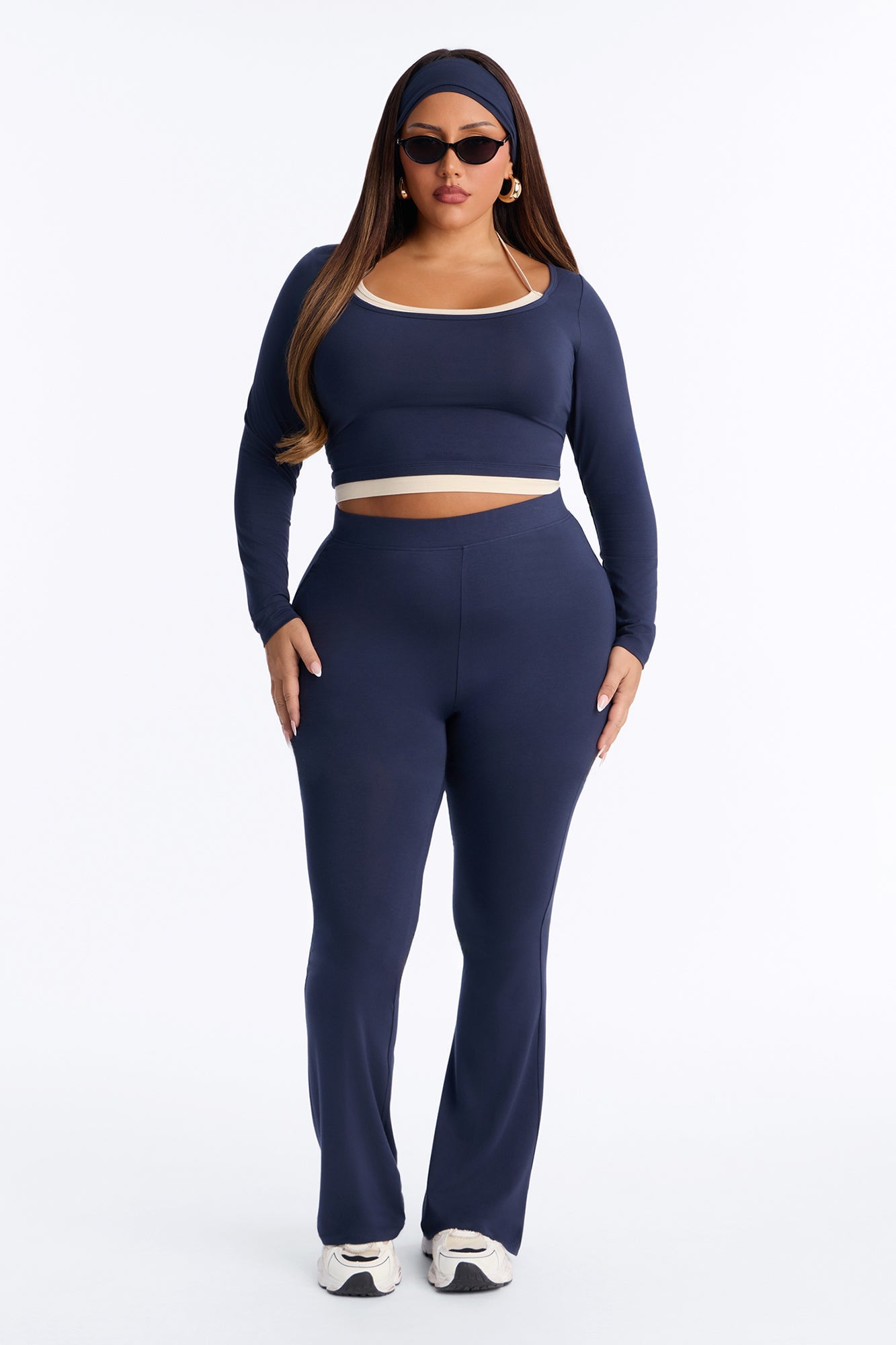 Randie Layered 3 Piece Tricot Pant Set - Navy/combo image 1