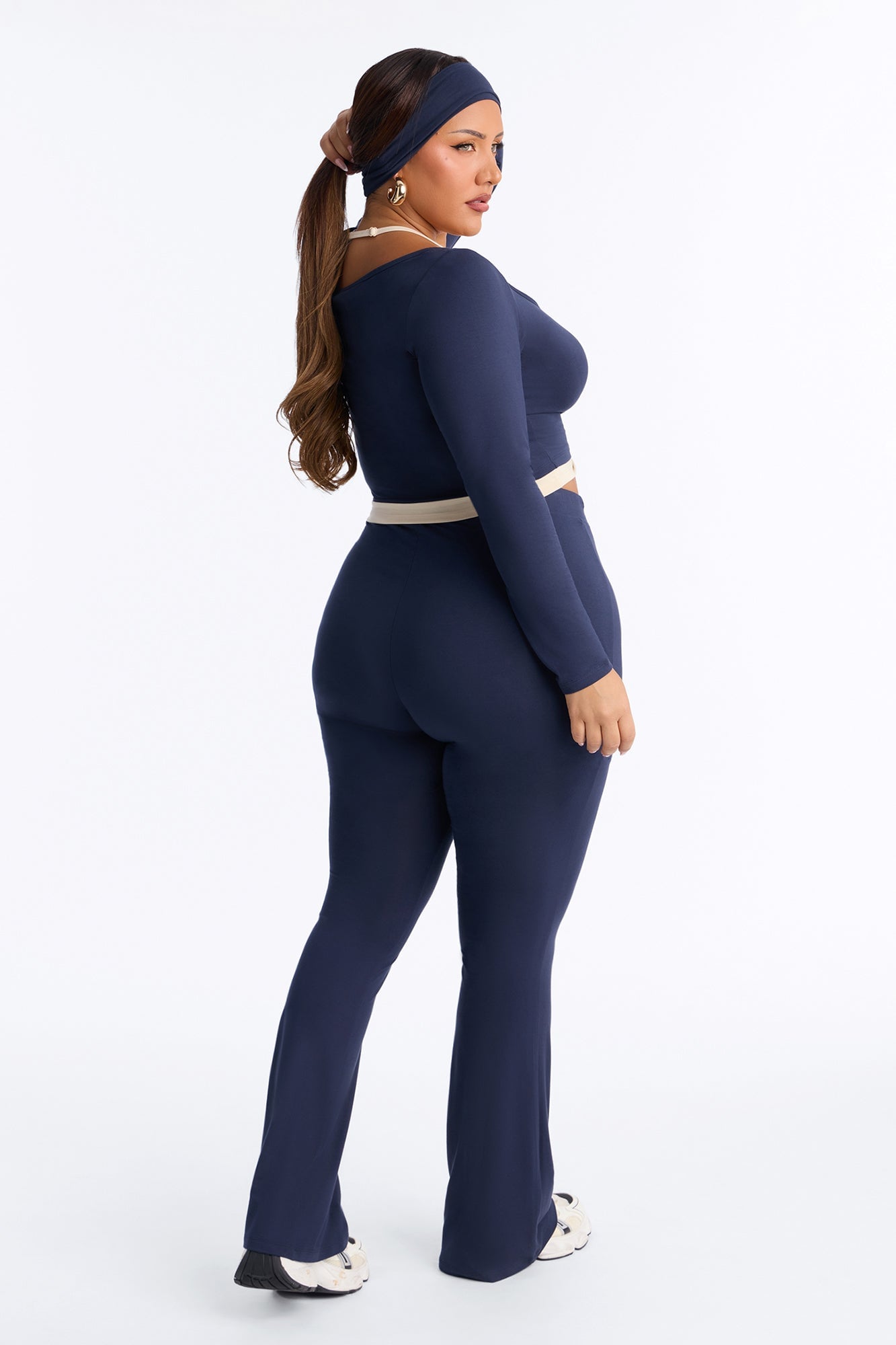 Randie Layered 3 Piece Tricot Pant Set - Navy/combo image 4