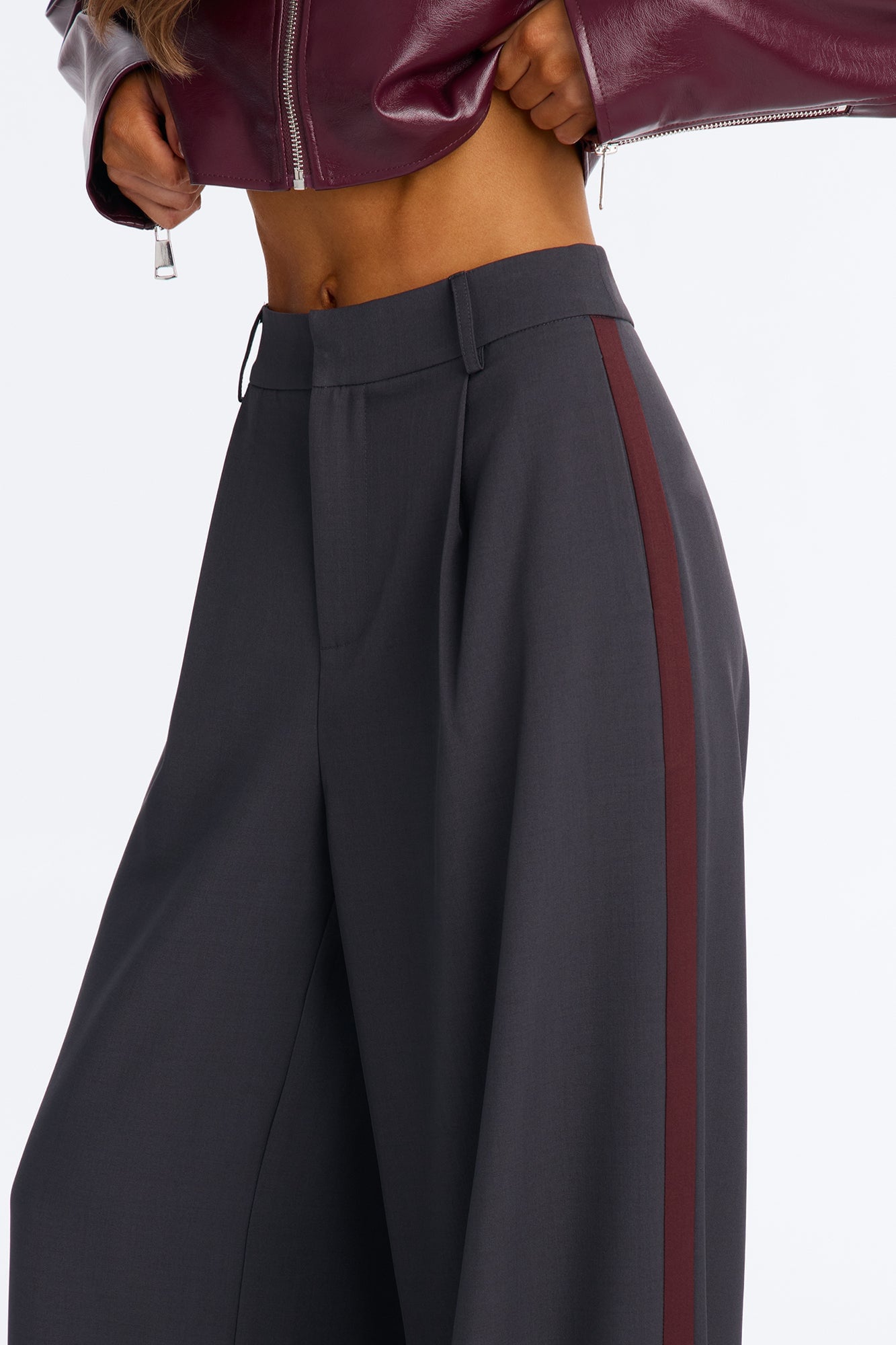 Dylan Wide Leg Trouser Pants - Charcoal image 8