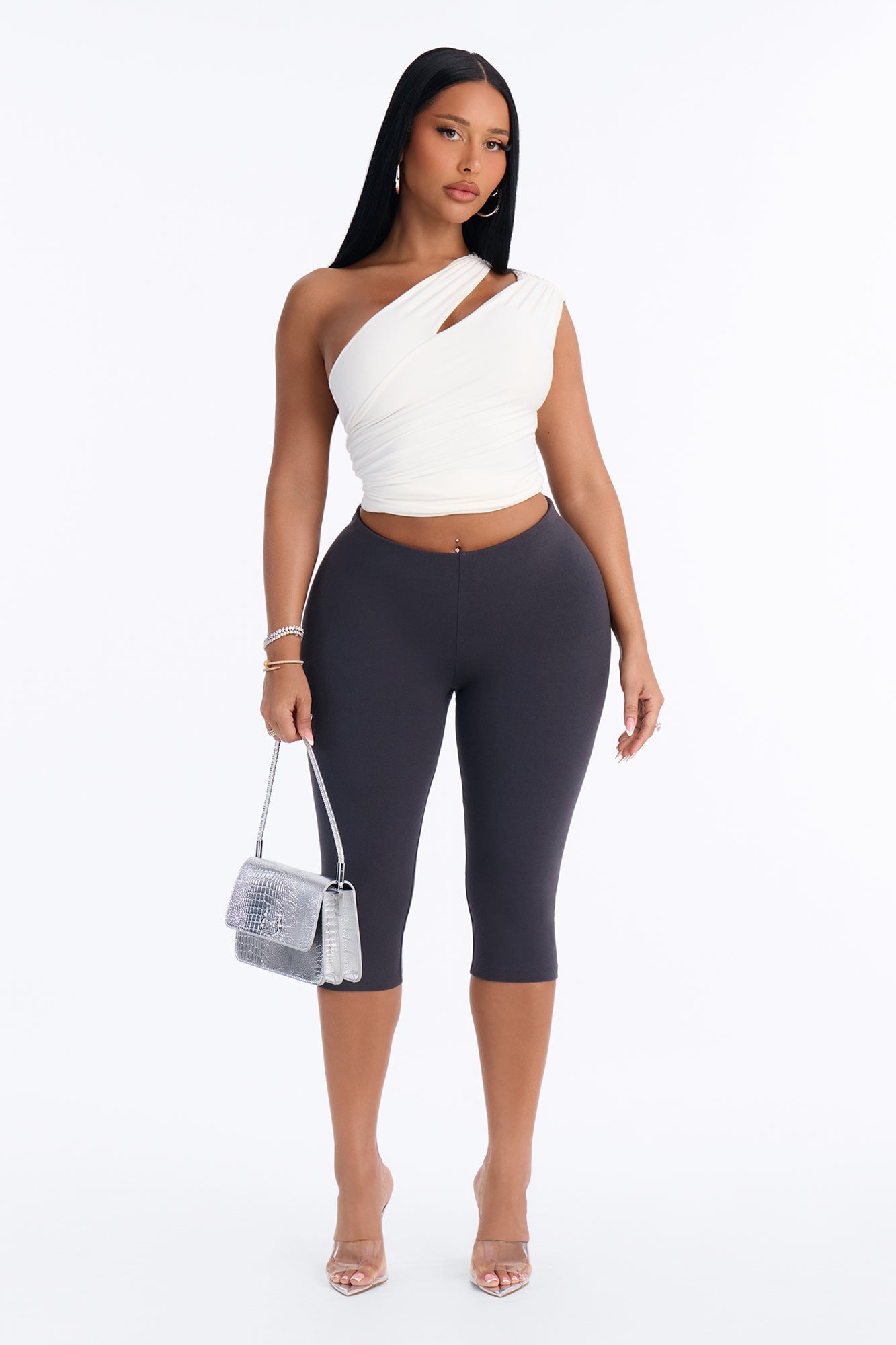 Quinn Low Rise Pedal Pusher Capri Legging - Charcoal image 9