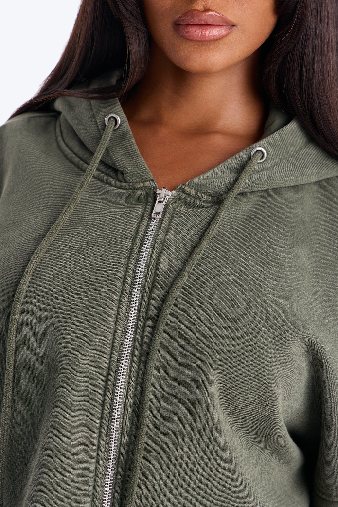 On The Go Fleece Cropped Jogger Set - Olive image 7