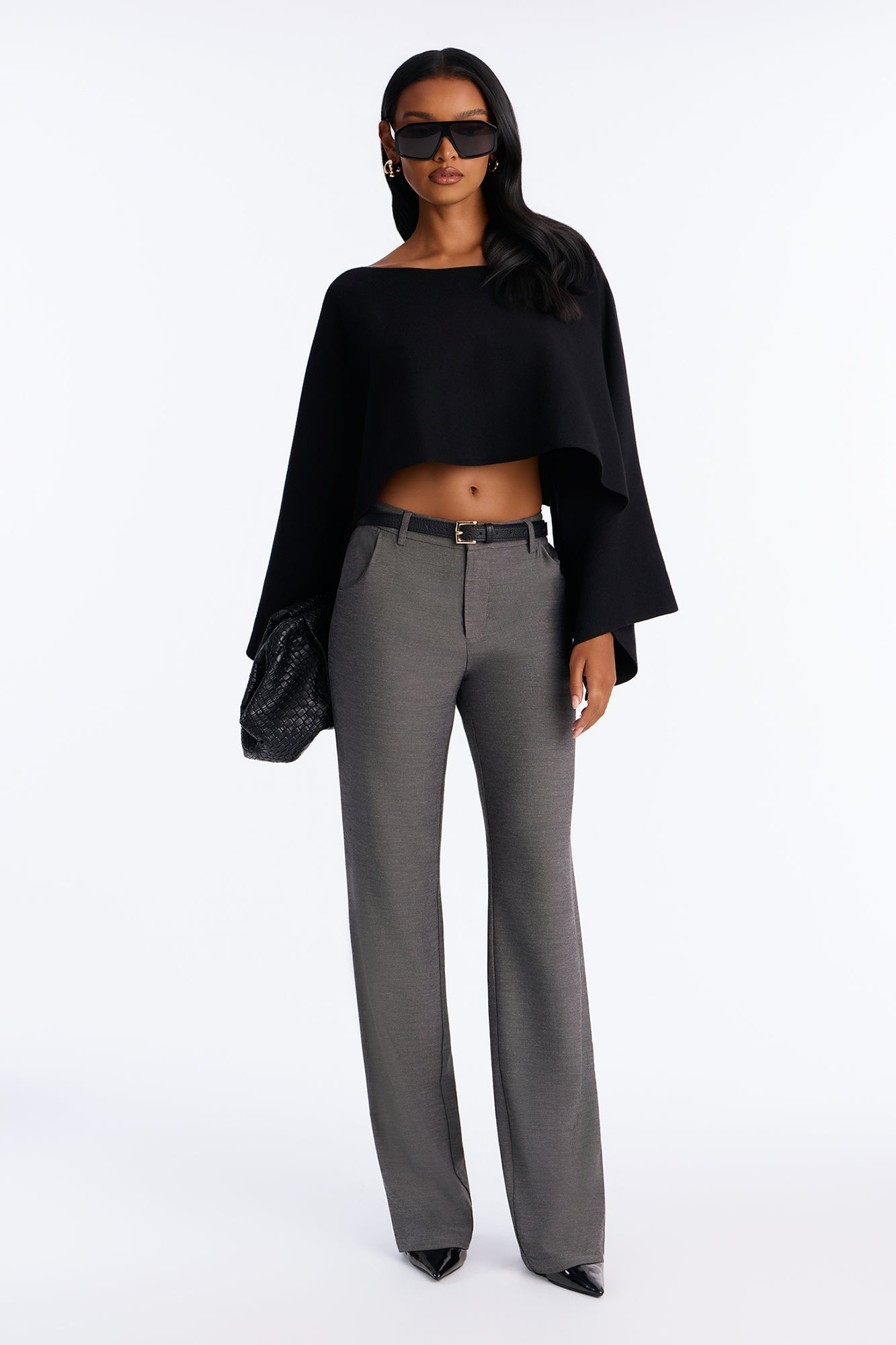 Tall Stacy Low Rise Straight Leg Linen Trouser - Black image 5