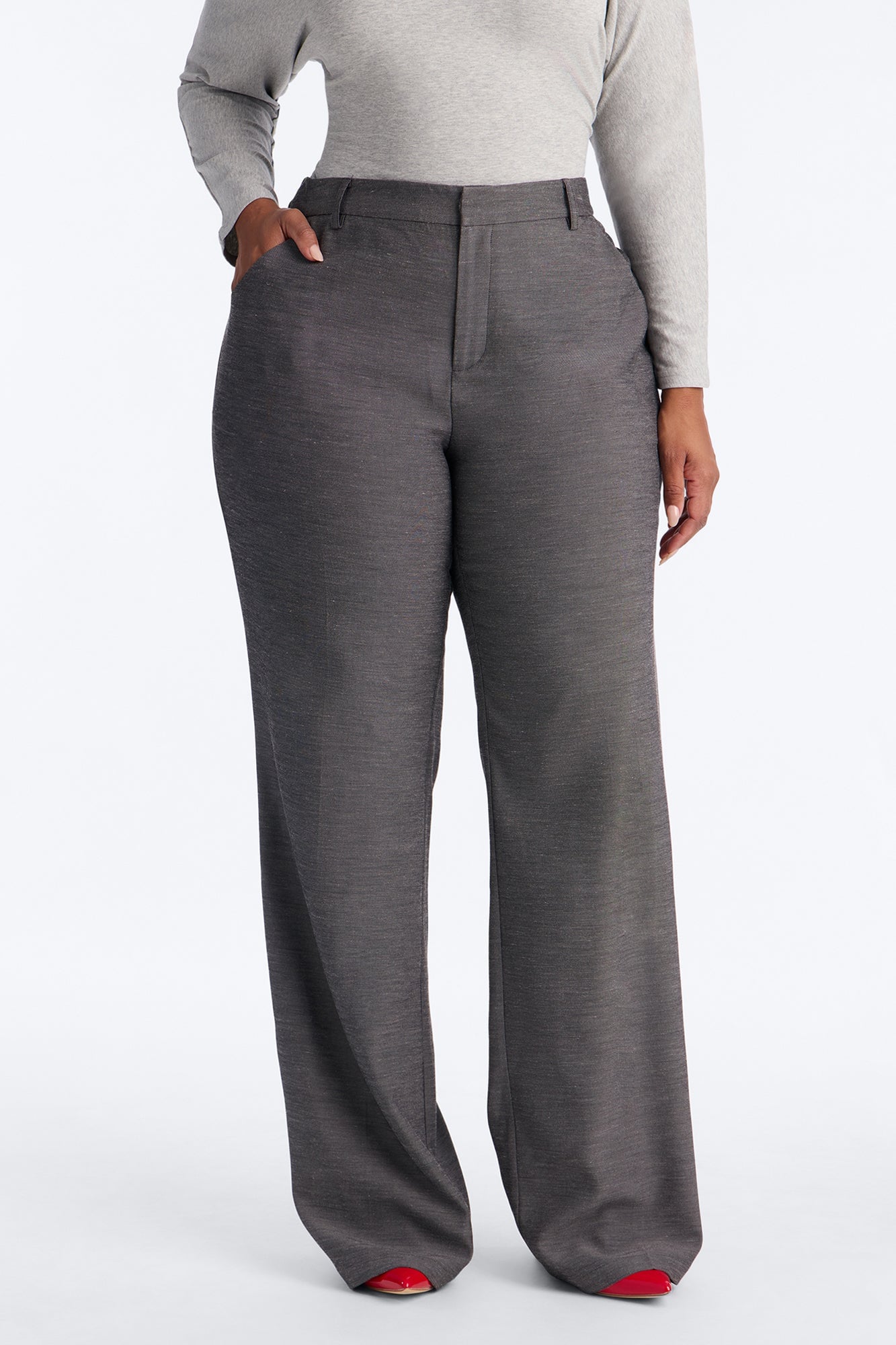 Tall Stacy Low Rise Straight Leg Linen Trouser - Black image 2