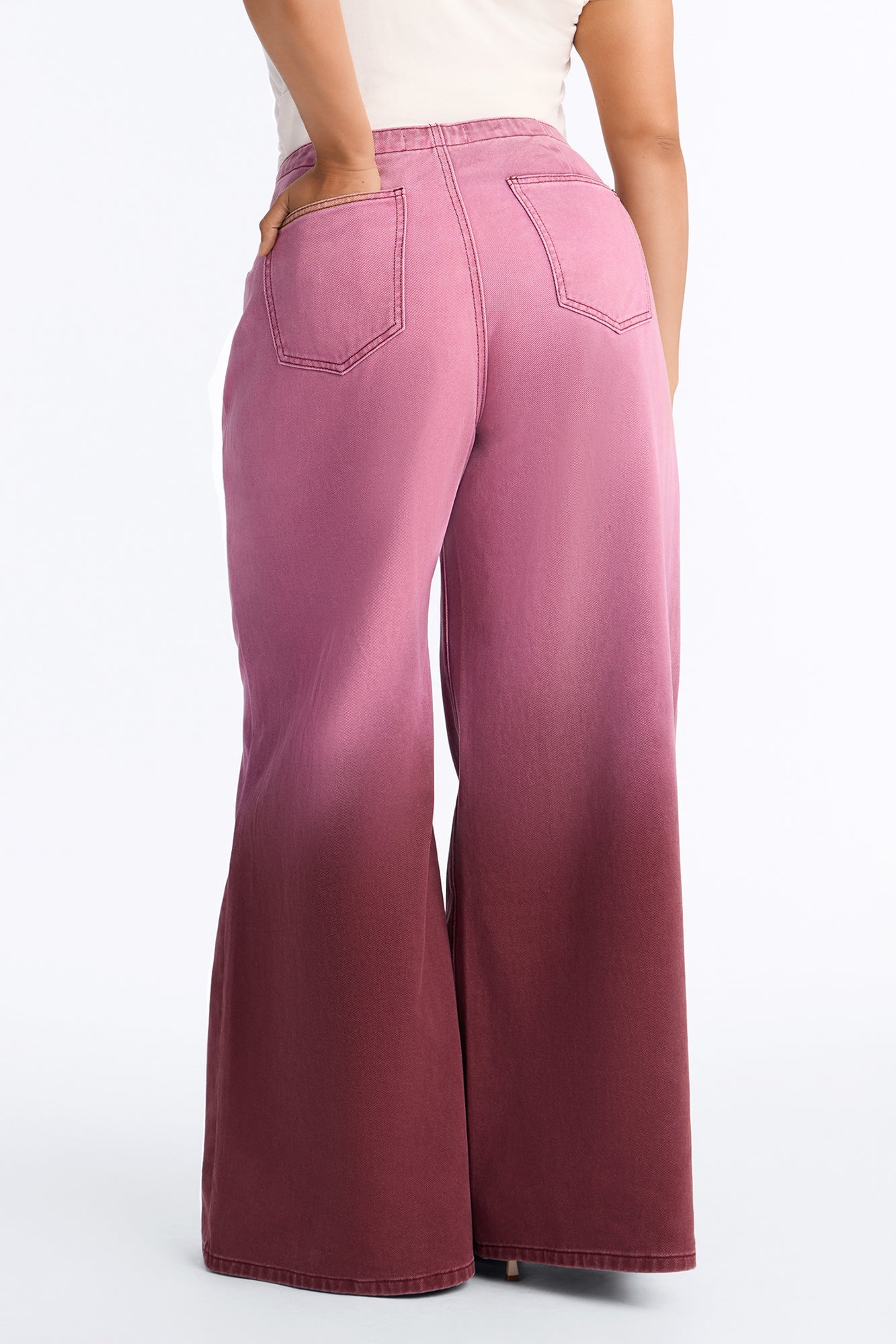 Fade Into You Wide Leg Frayed Pant - Wine image 4
