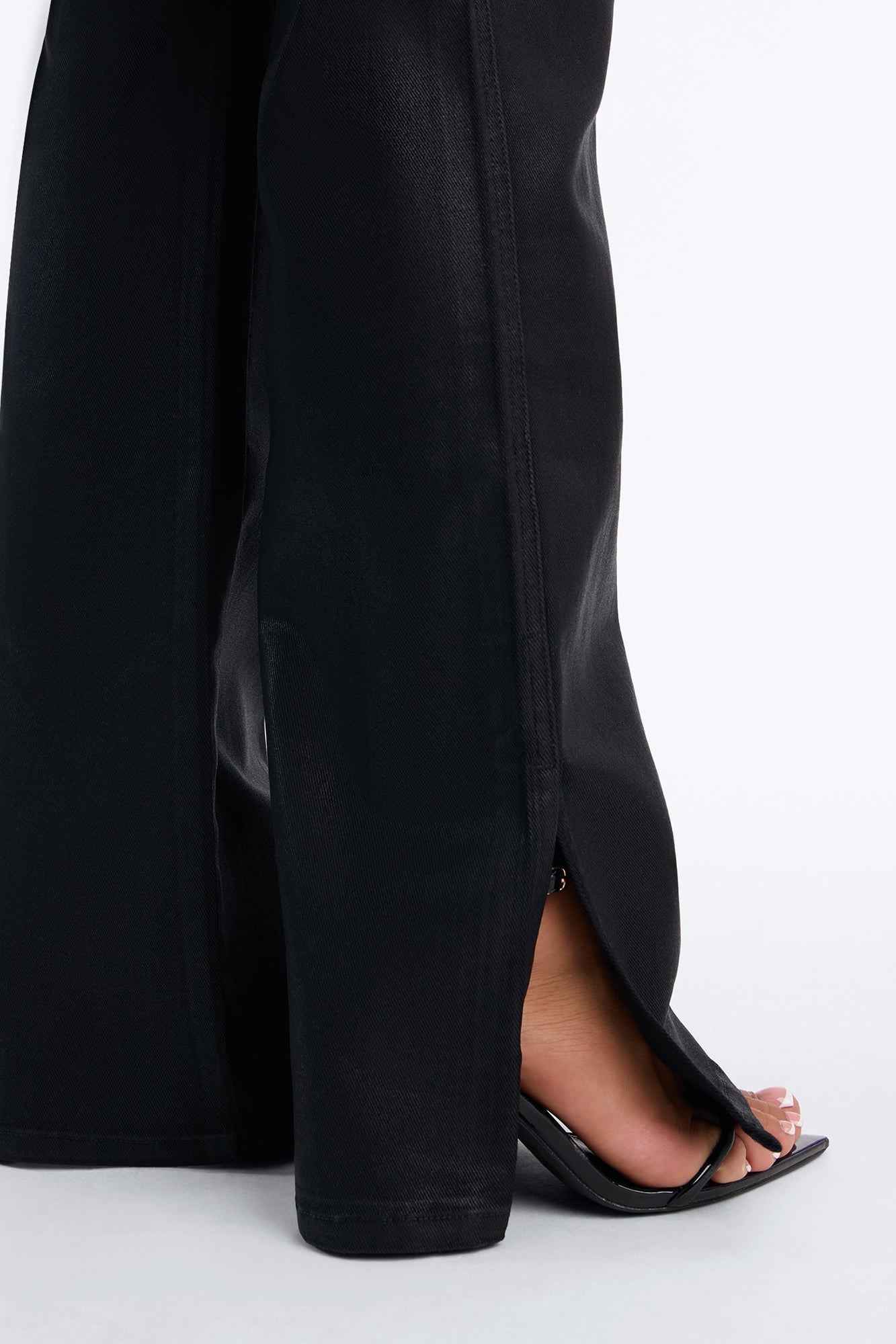 Candice Coated Low Rise Split Hem Skinny Pant - Black image 3