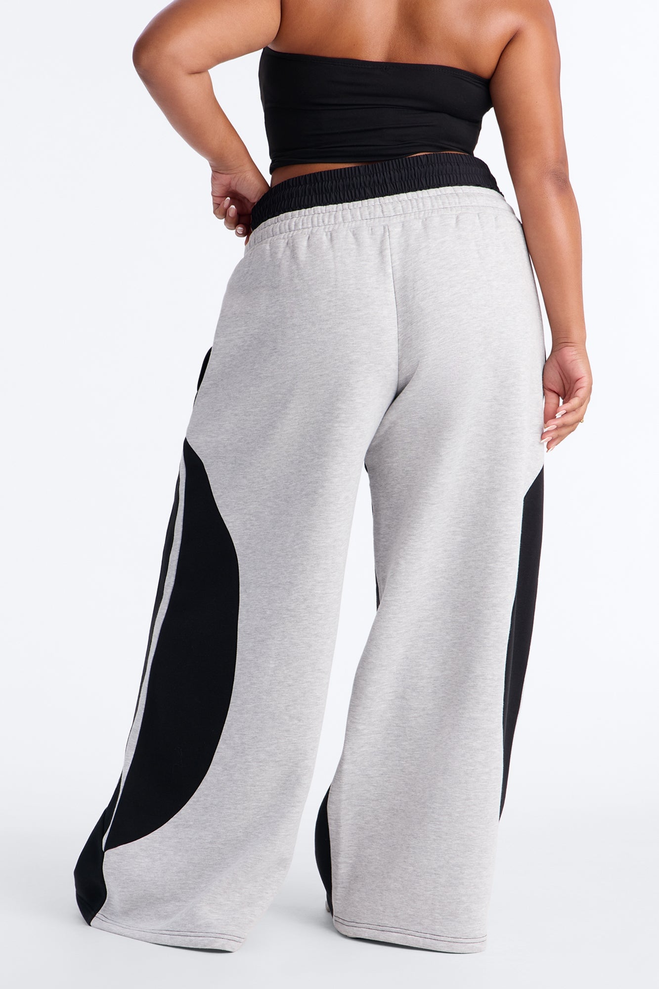 Amara Layered Fleece Lounge Pant - Black/Grey image 3
