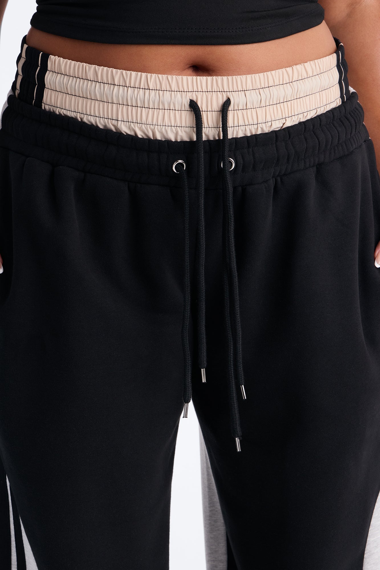 Amara Layered Fleece Lounge Pant - Black/Grey image 4