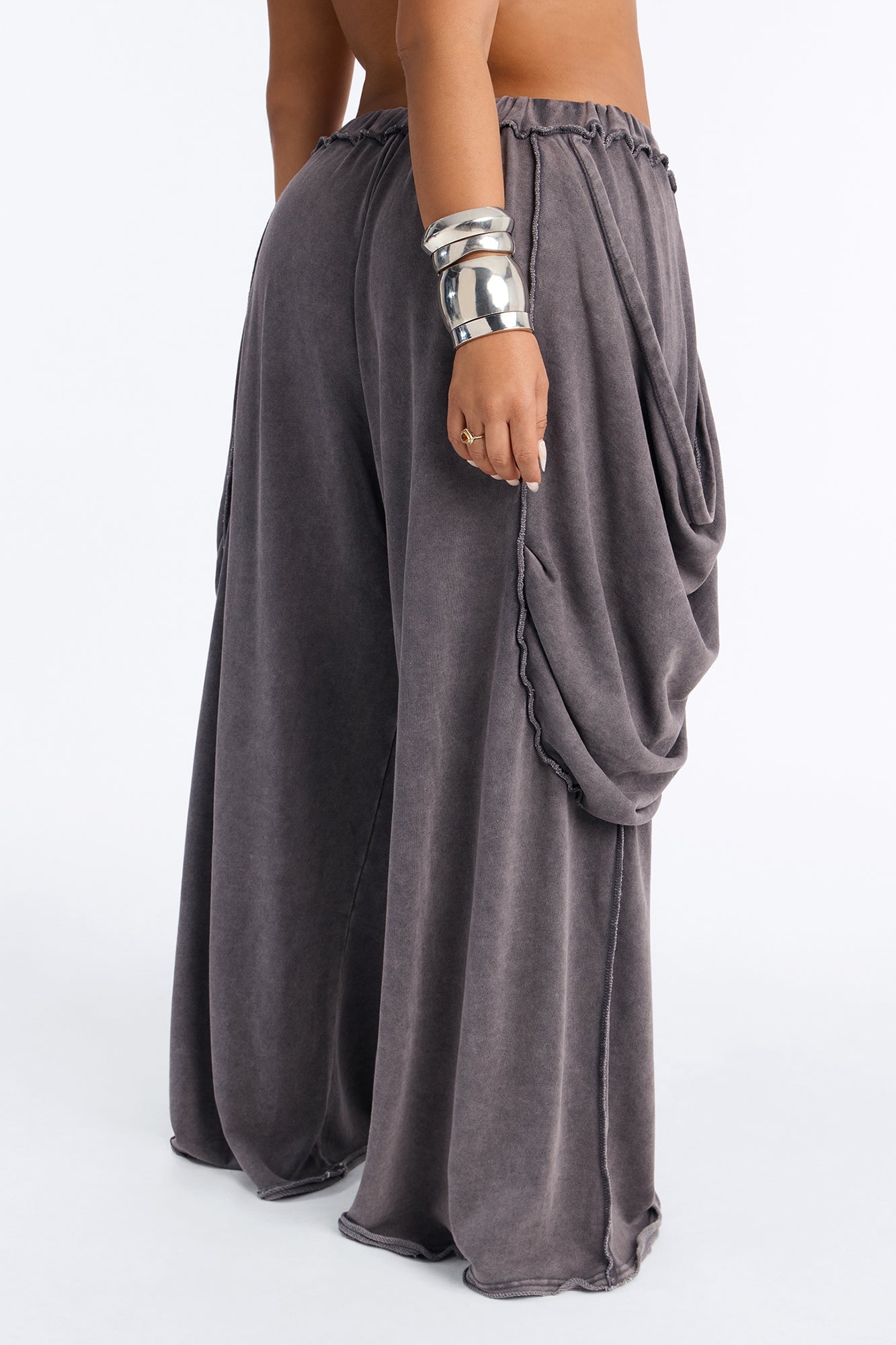 Free Flow Draped Washed Lounge Pant - Charcoal image 4