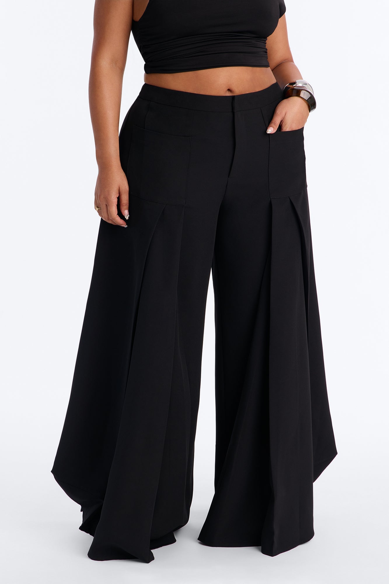 Stand Out Super Wide Pleated Trouser - Black image 2