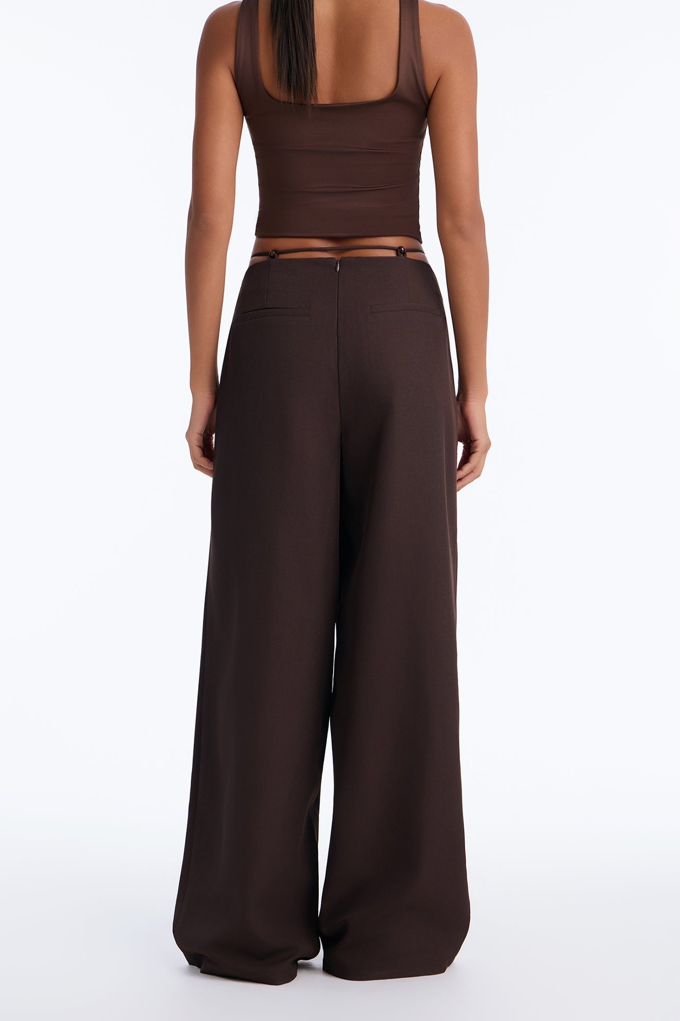 Malibu Tie Waist Wide Leg Trouser - Chocolate image 8