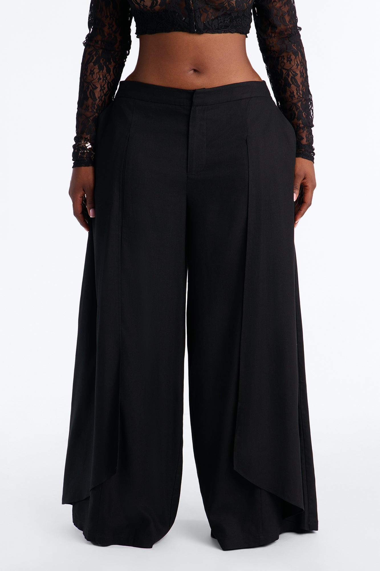 Isabella Low Rise Linen Paneled Pant - Black image 2