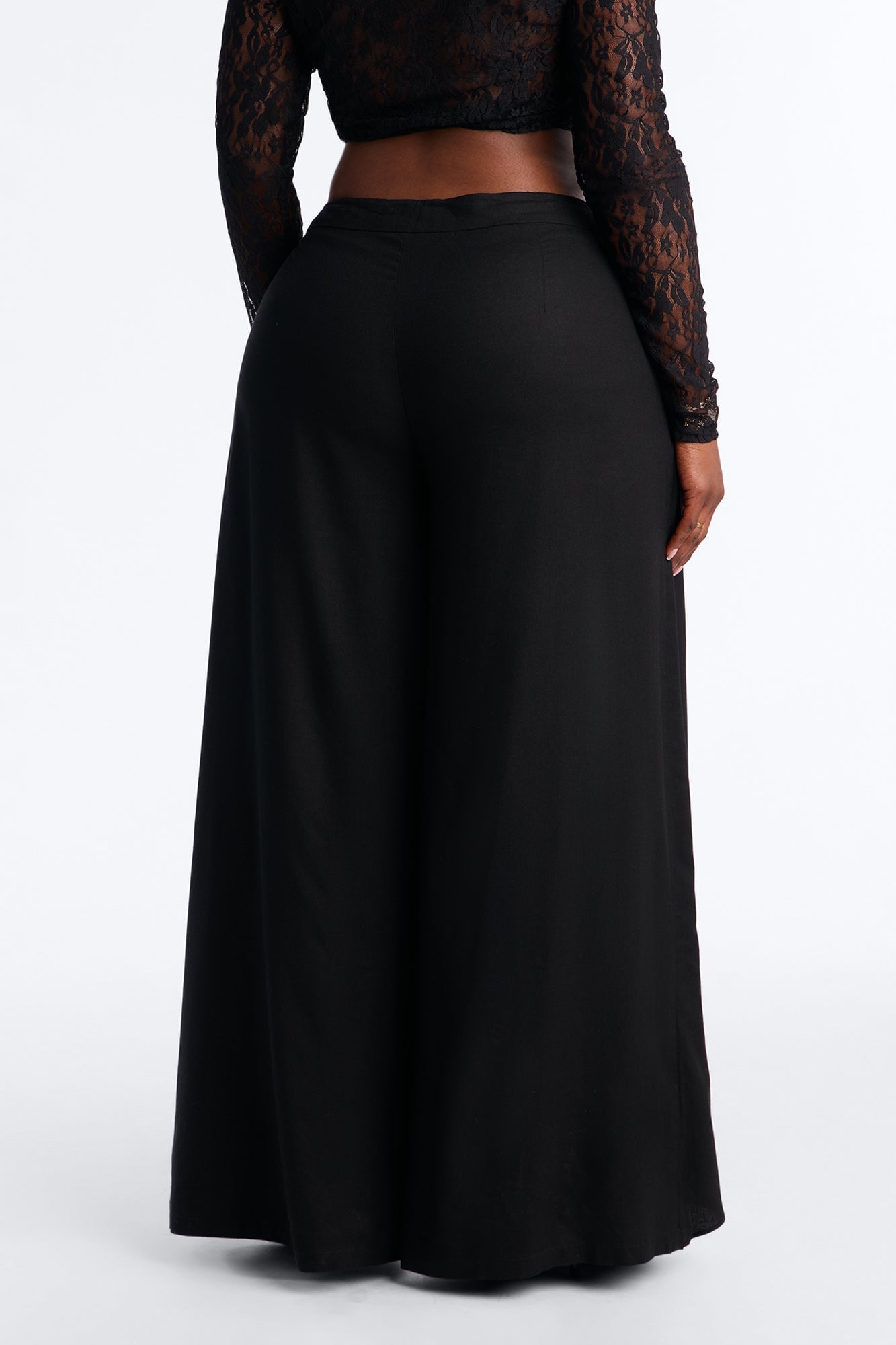 Isabella Low Rise Linen Paneled Pant - Black image 3