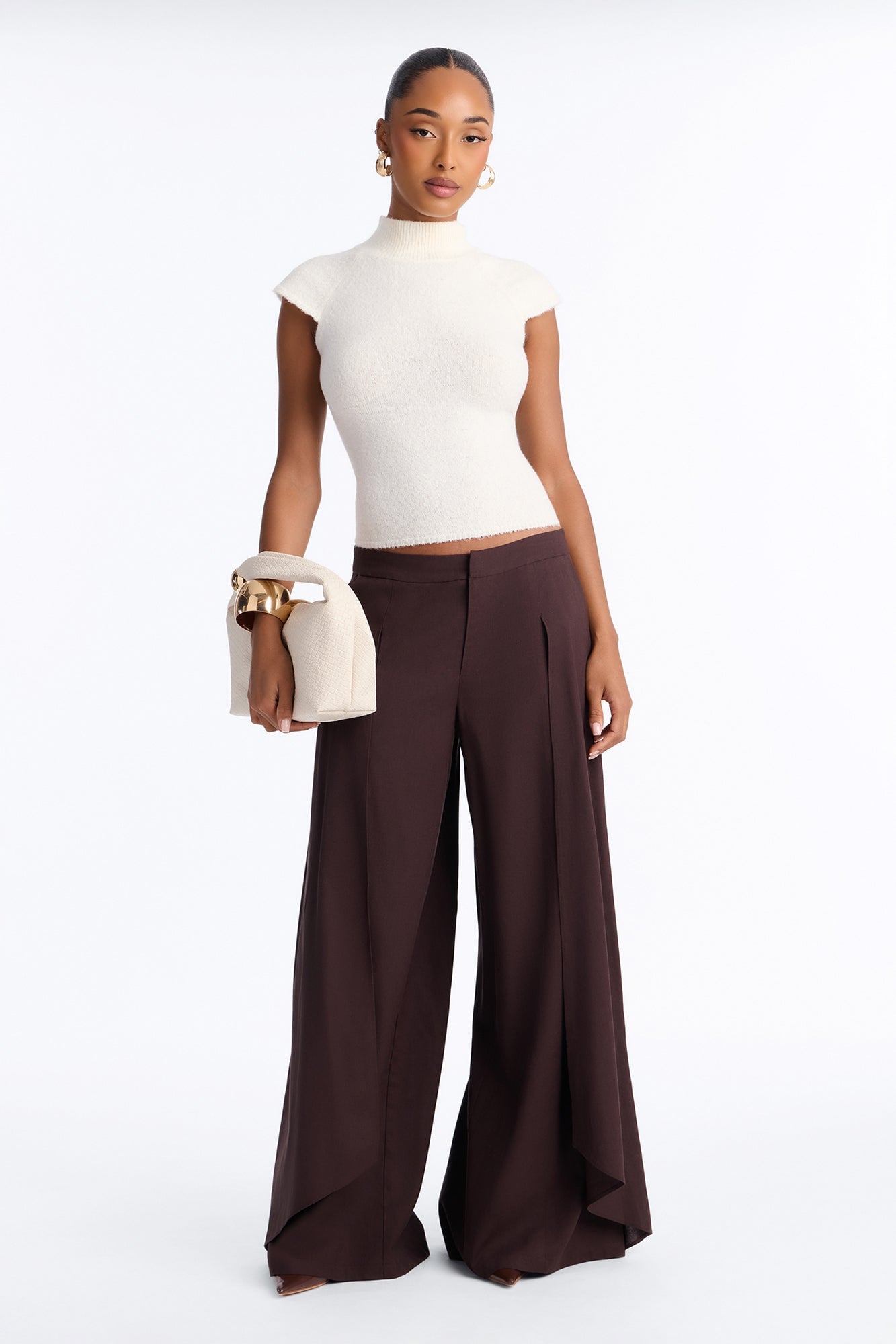 Isabella Low Rise Linen Paneled Pant - Chocolate image 5