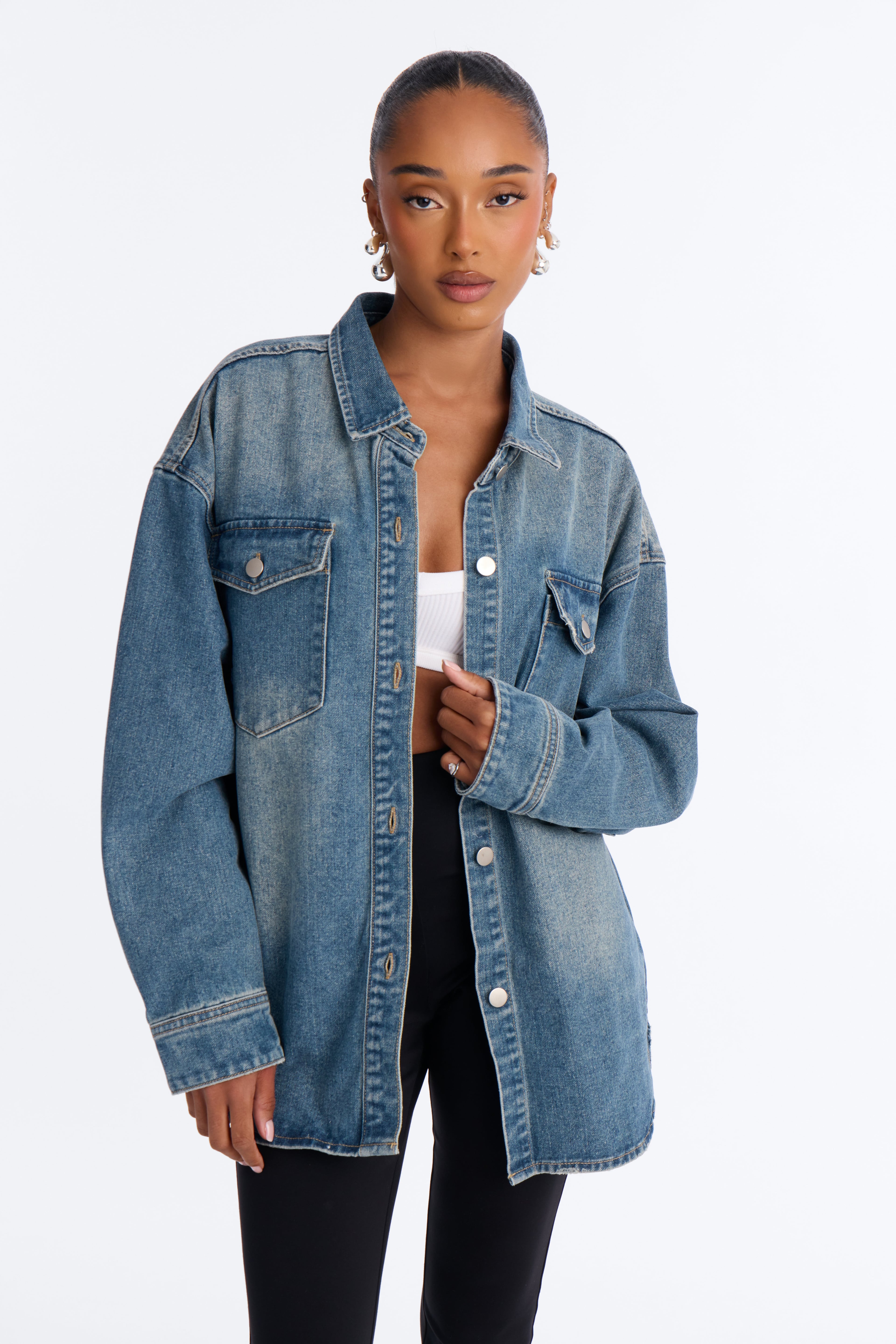 Luna Denim Shacket - Vintage Wash image 5