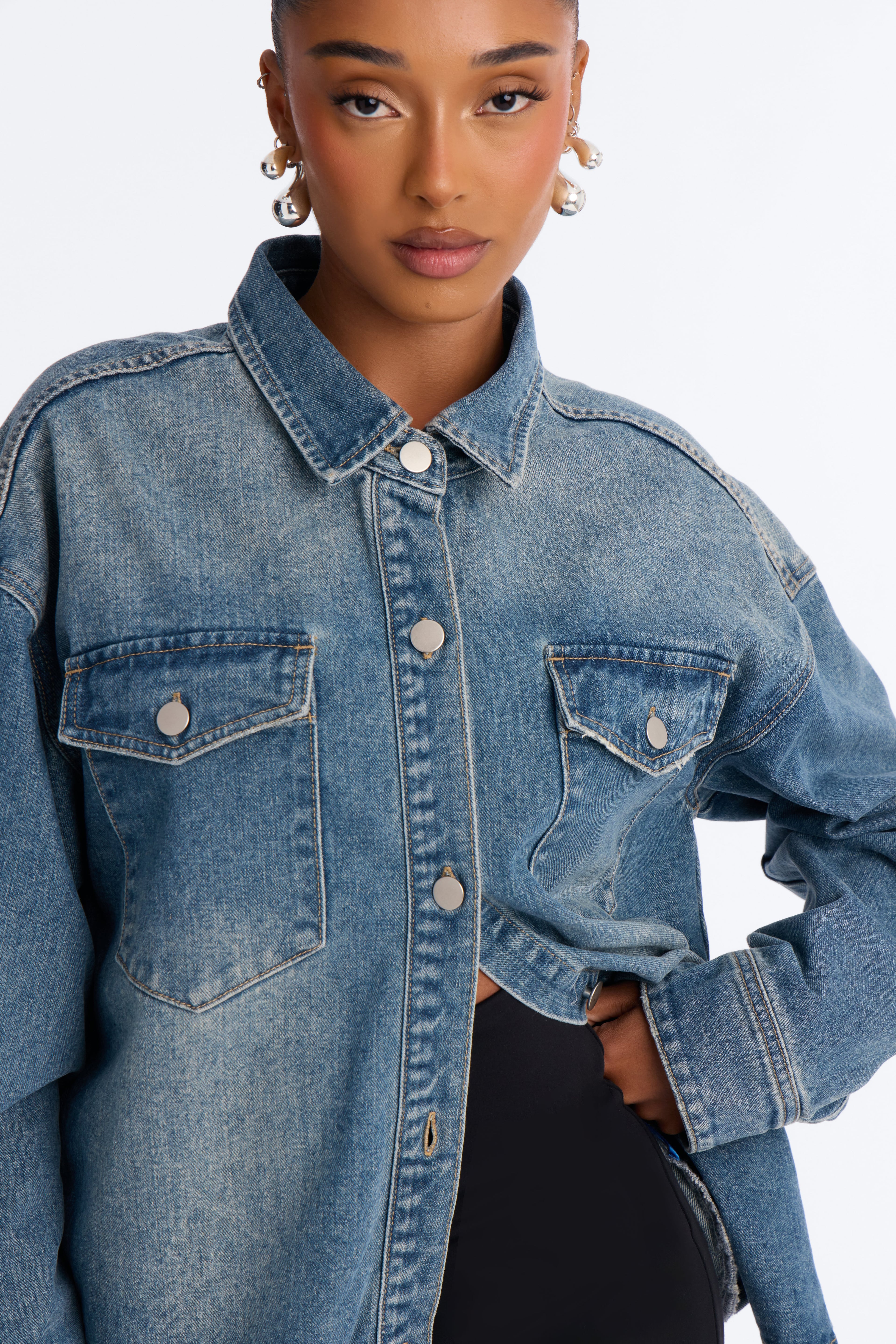 Luna Denim Shacket - Vintage Wash image 6