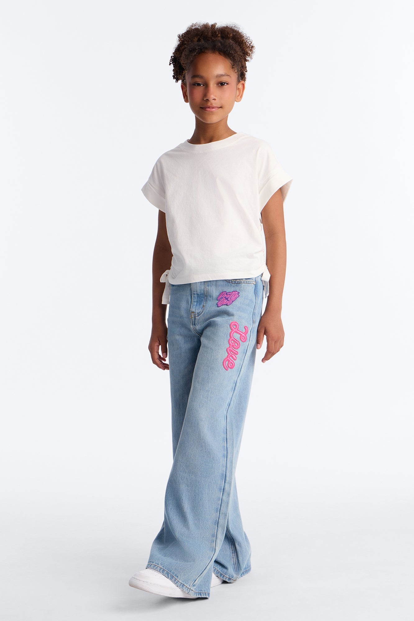 Mini Pretty Girl Privilege Baggy Graphic Jeans - Light Wash image 1