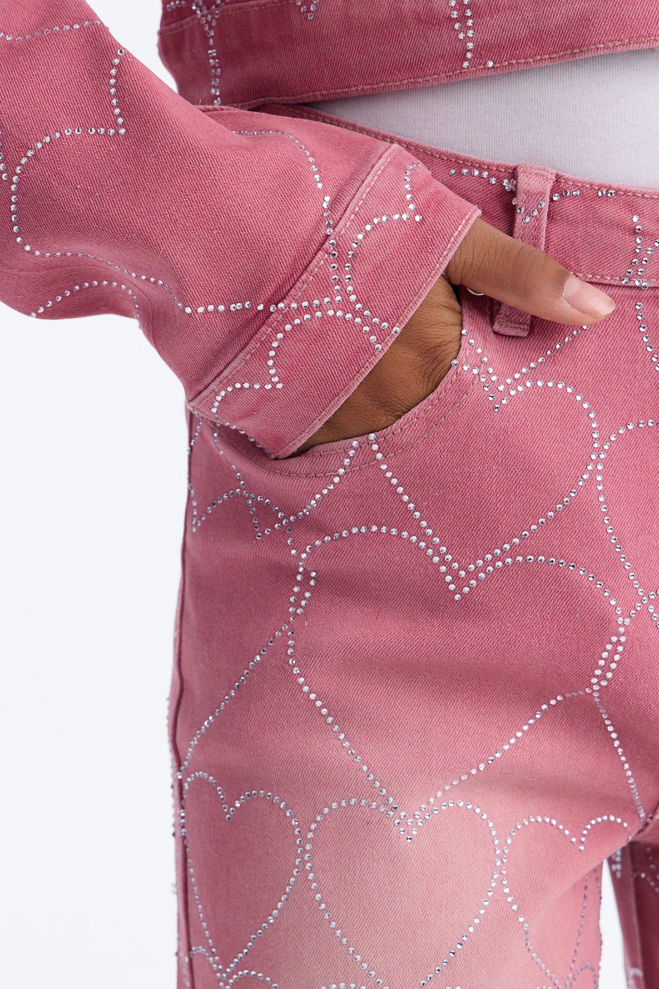 Mini Breaking My Heart Low Rise Embellished Jeans - Rose image 4
