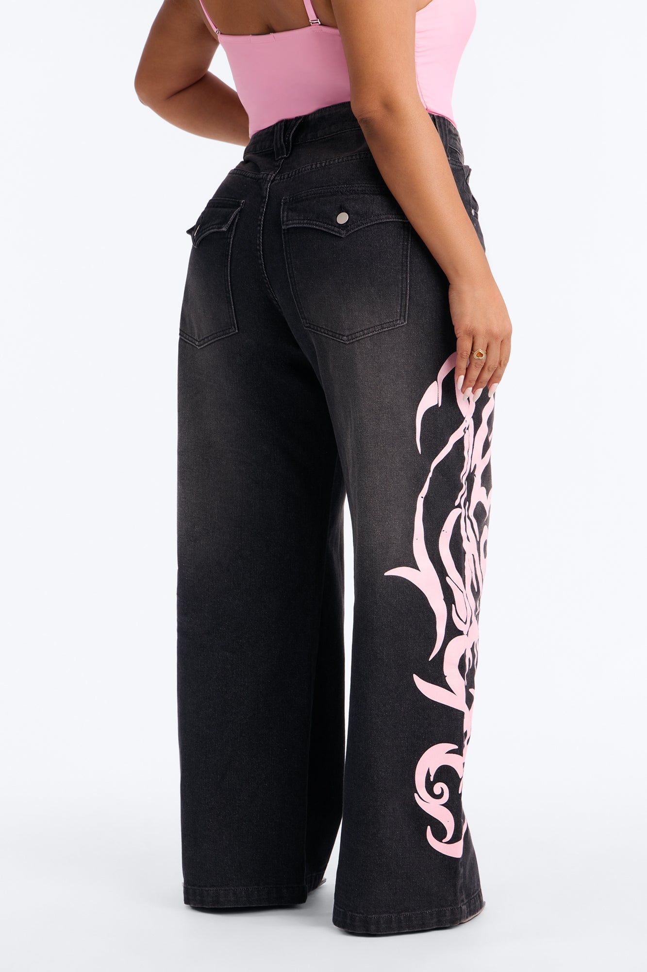 Sentimental Value 90s Baggy Printed Jeans - Black Wash image 3