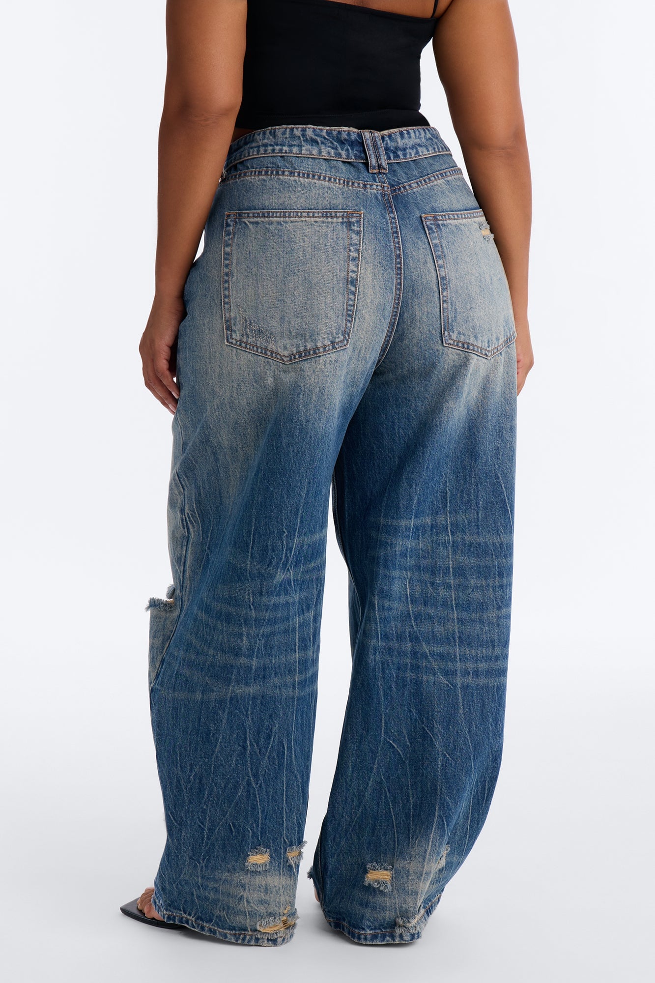 New York Edition Ripped Foldover Jeans - Vintage Wash image 3