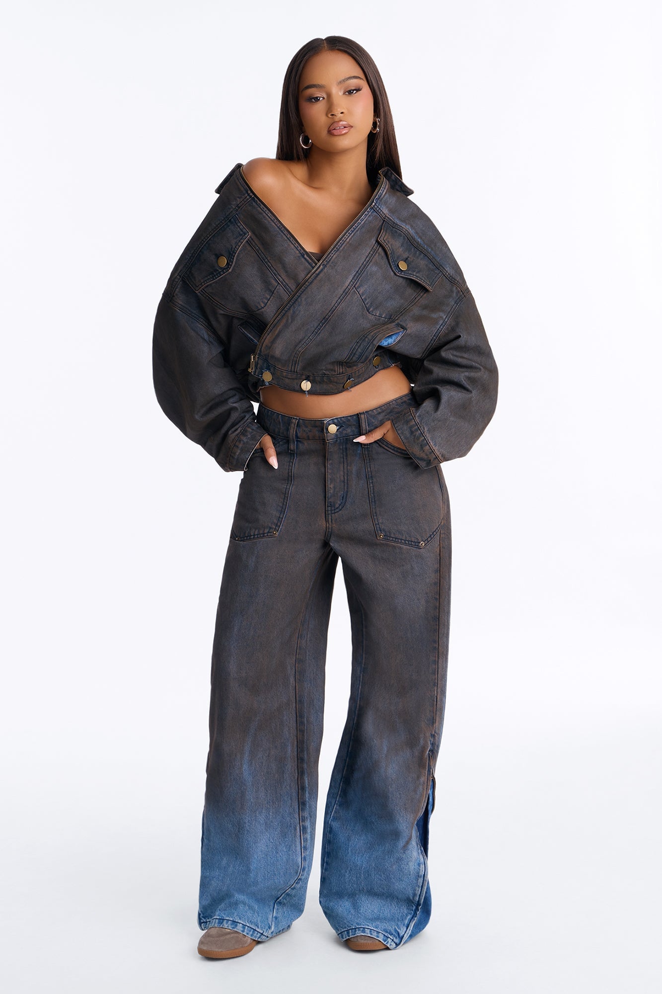 Sicily Coated Denim Trucker Jacket - Brown image 2