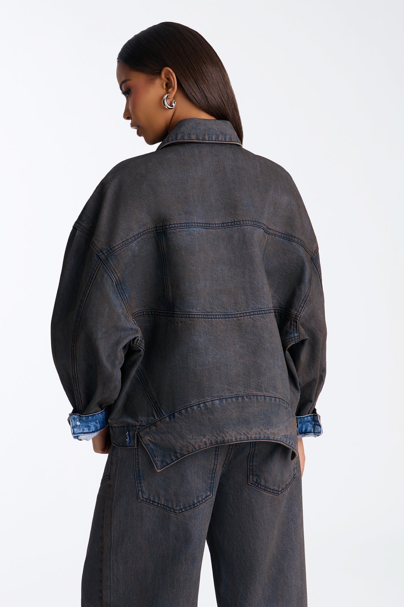 Sicily Coated Denim Trucker Jacket - Brown image 4