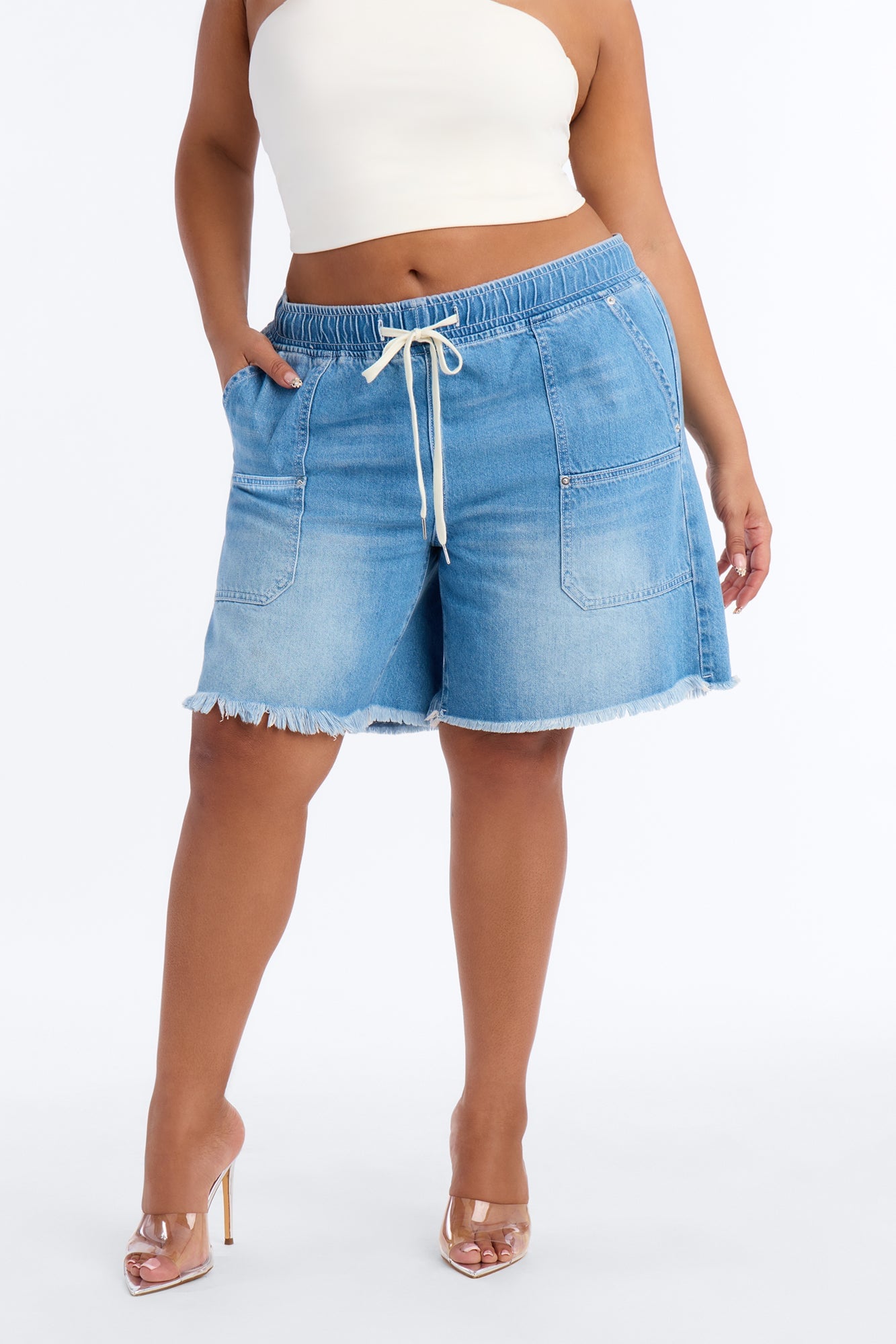 Outer Banks Pull On Denim Shorts - Medium Wash image 2