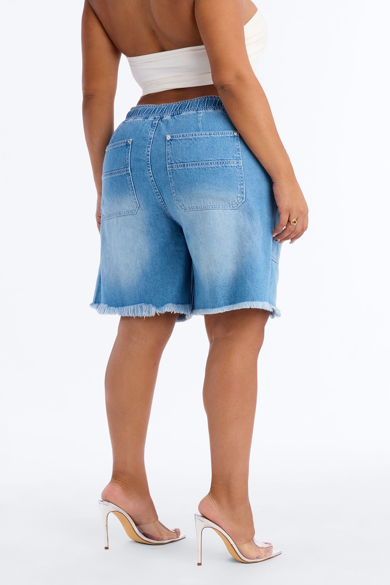 Outer Banks Pull On Denim Shorts - Medium Wash image 4