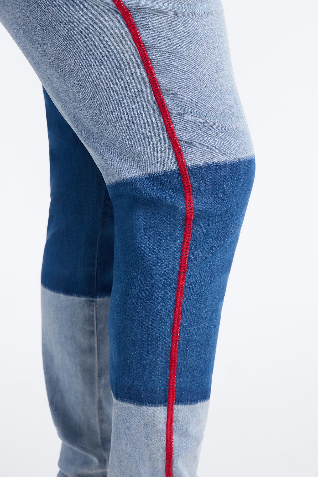 Fast Track Two Tone High Rise Skinny Jeans - Medium Wash image 3