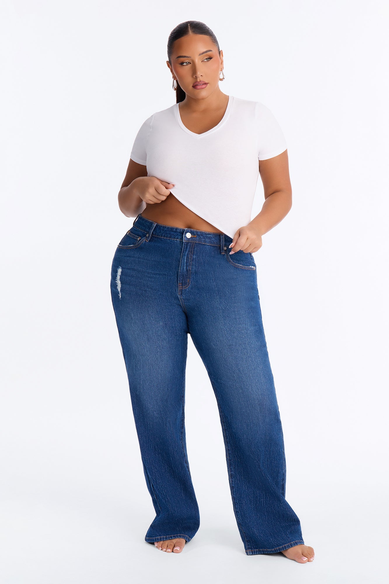 Next Chapter High Rise Stretch Straight Leg Jeans - Dark Wash image 1