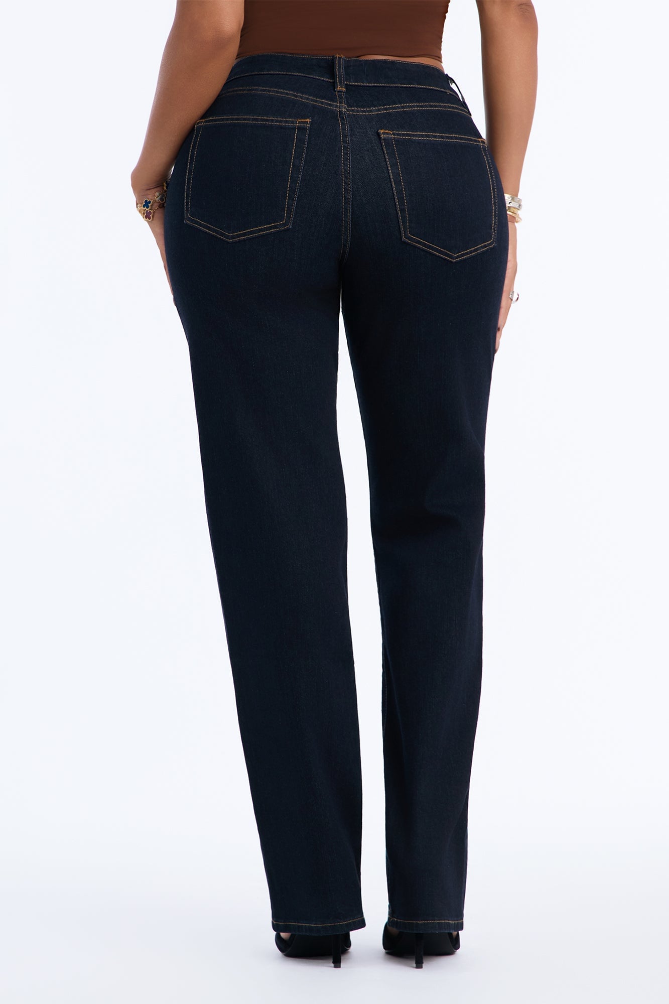 Favorita Mid Waist Stretch Straight Leg Jeans - Dark Denim image 8