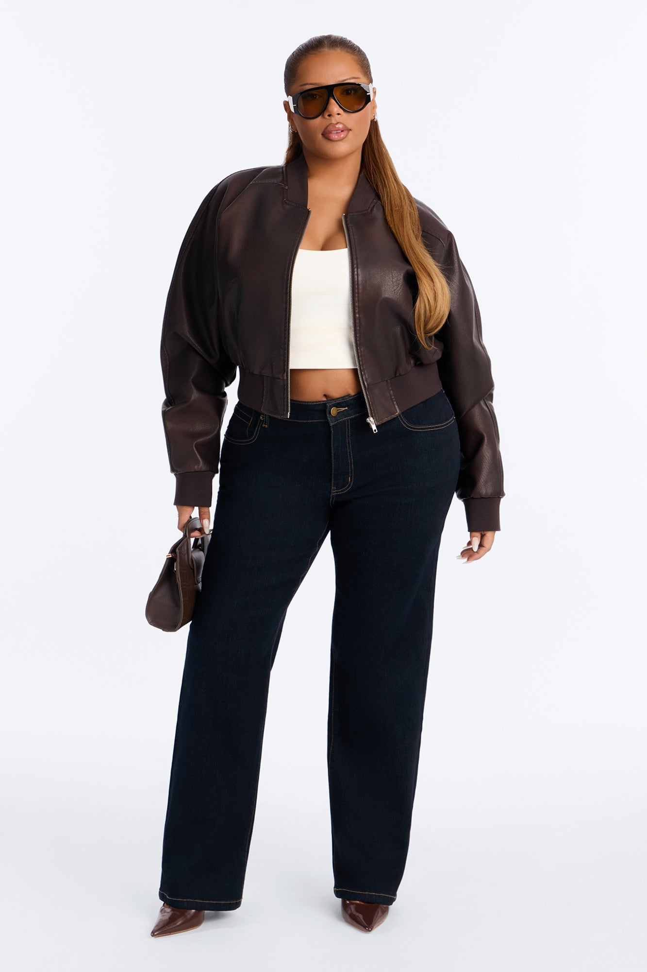 Favorita Mid Waist Stretch Straight Leg Jeans - Dark Denim image 2