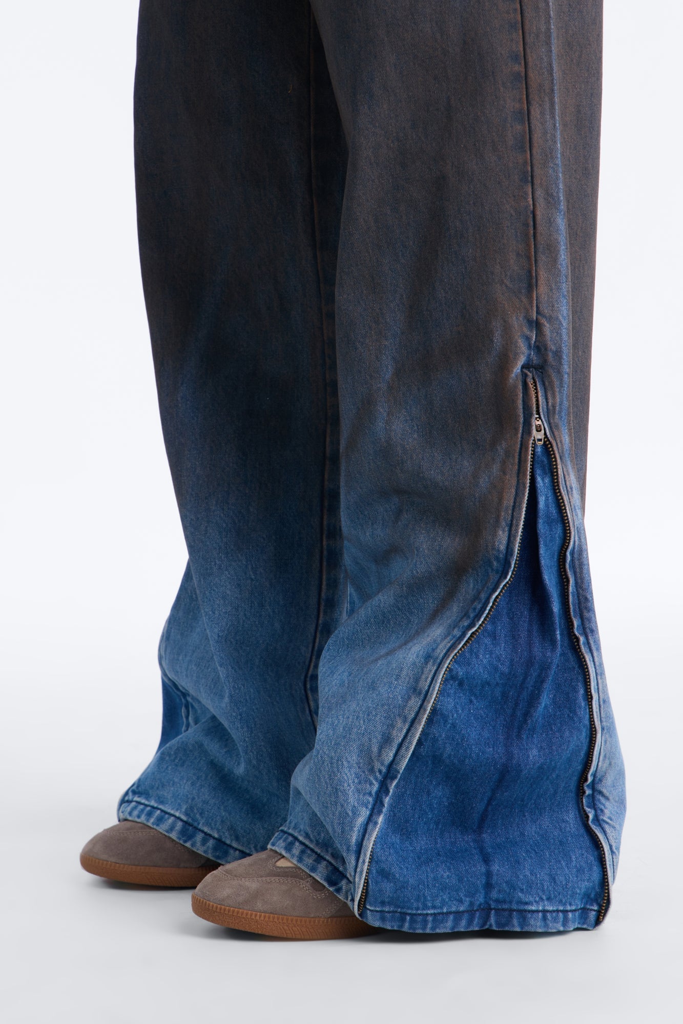 Sicily Coated Baggy Wide Leg Jeans - Brown image 3