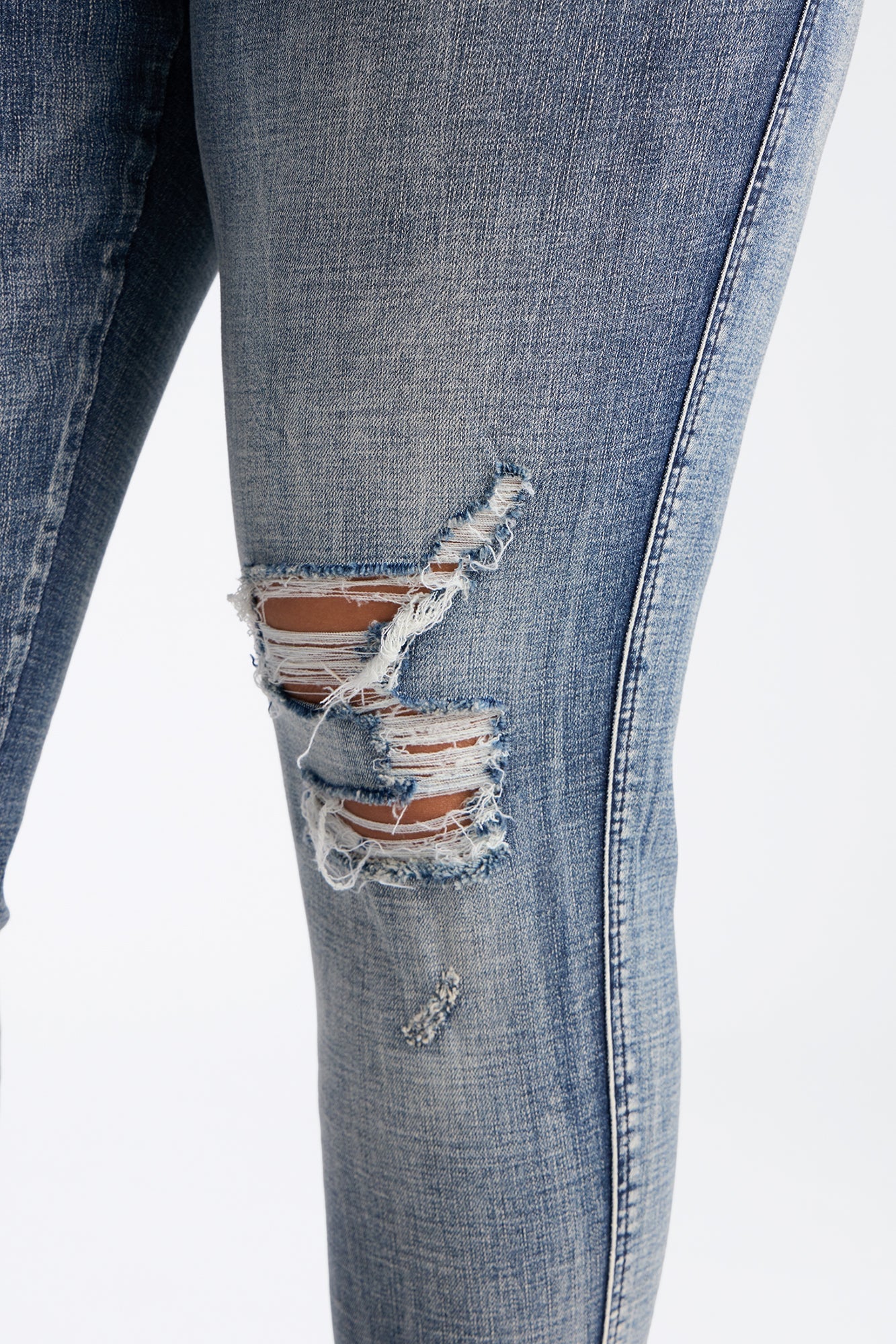 Long Story Short Ripped Sculpting Stretch Skinny Jeans - Medium Wash image 3