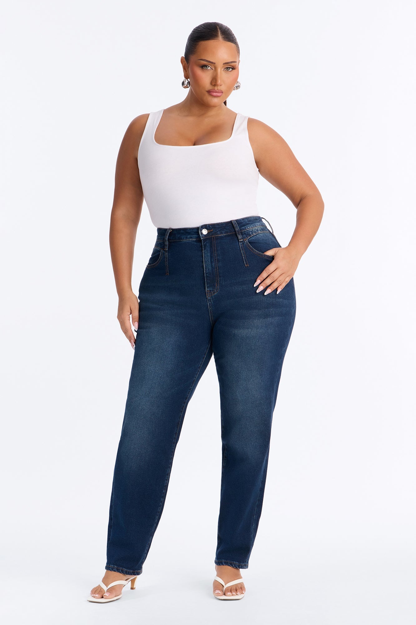 Kimmie Curvy High Rise Mom Jeans - Dark Wash image 1