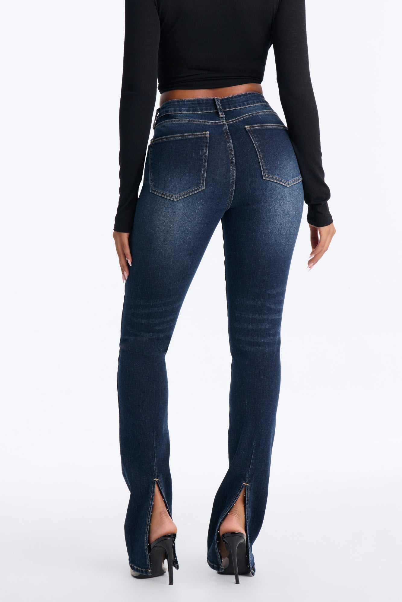 New York Back Slit Stretch Skinny Jeans - Dark Wash image 8