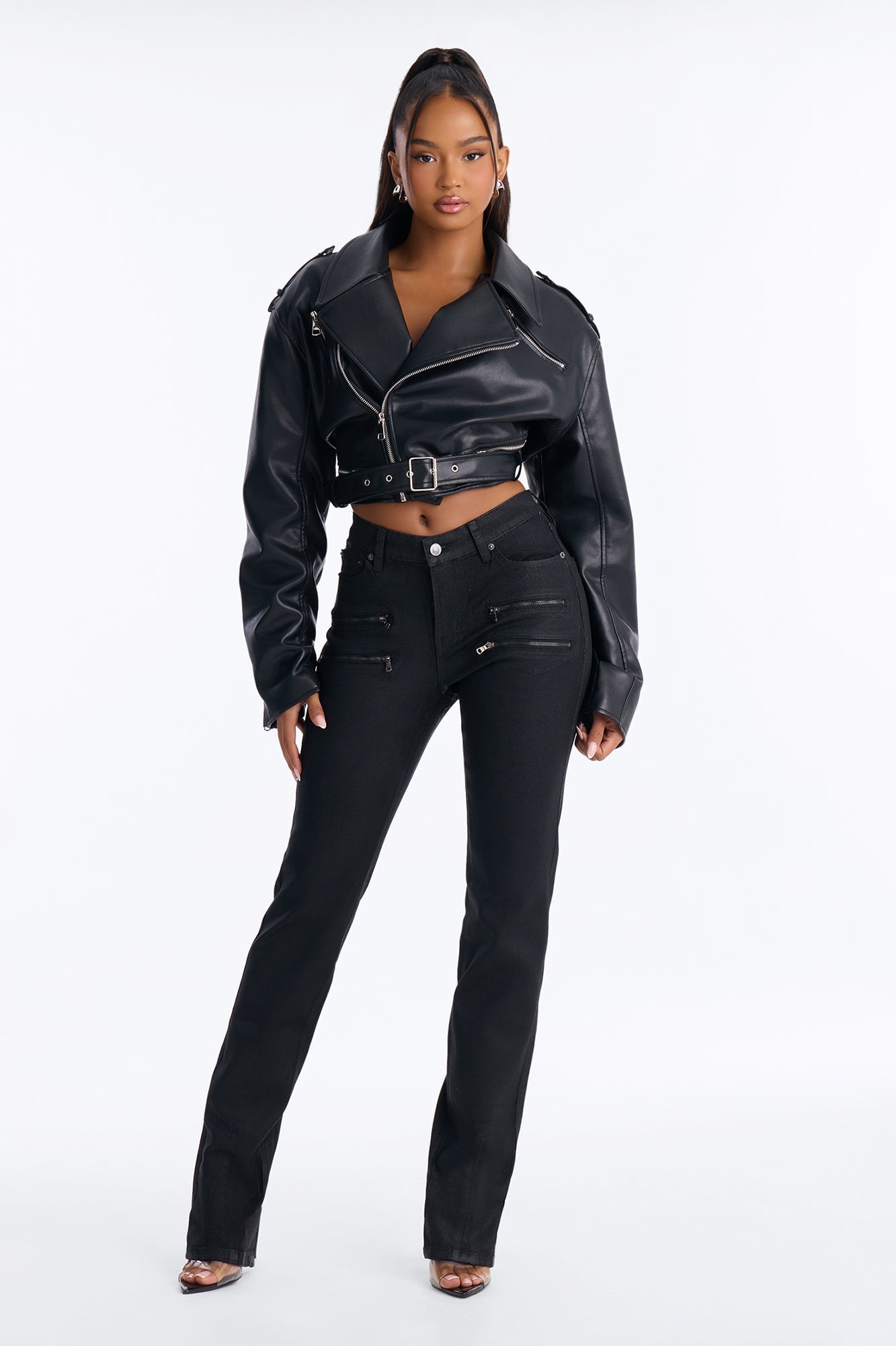 I Was There Coated Split Hem Skinny Jeans - Black image 2