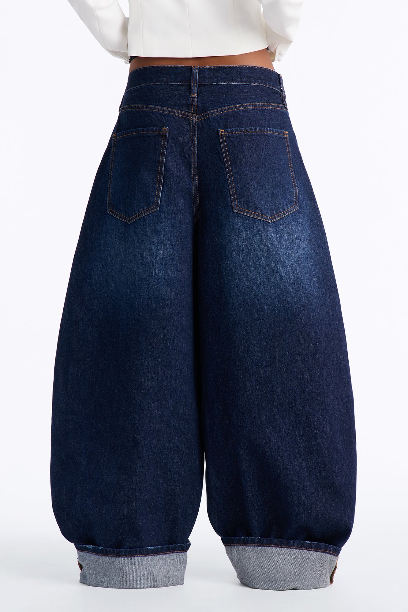 Nowhere To Be Drop Waist Cuffed Balloon Jeans - Dark Wash image 9