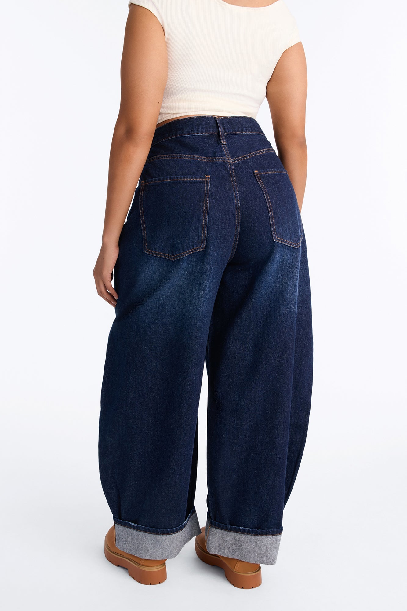 Nowhere To Be Drop Waist Cuffed Balloon Jeans - Dark Wash image 4