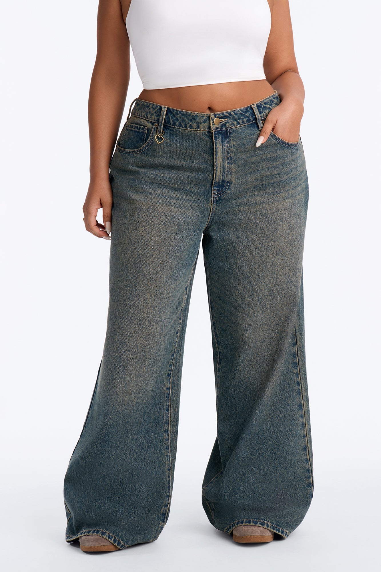 Match Made In Heaven Baggy Heart Jeans - Dark Wash image 2
