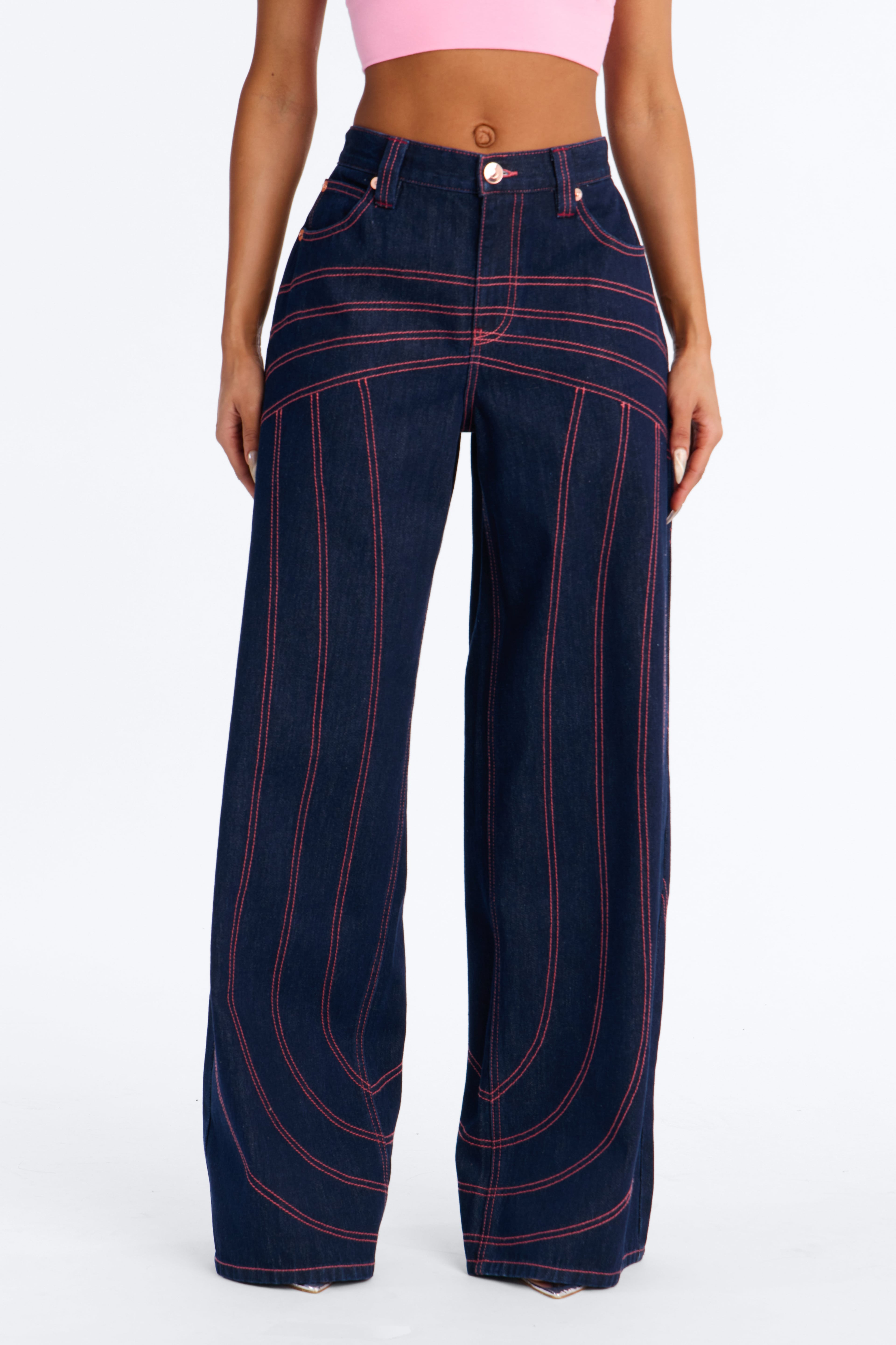 Seams Like Love Wide Leg Jeans - Dark Denim image 2