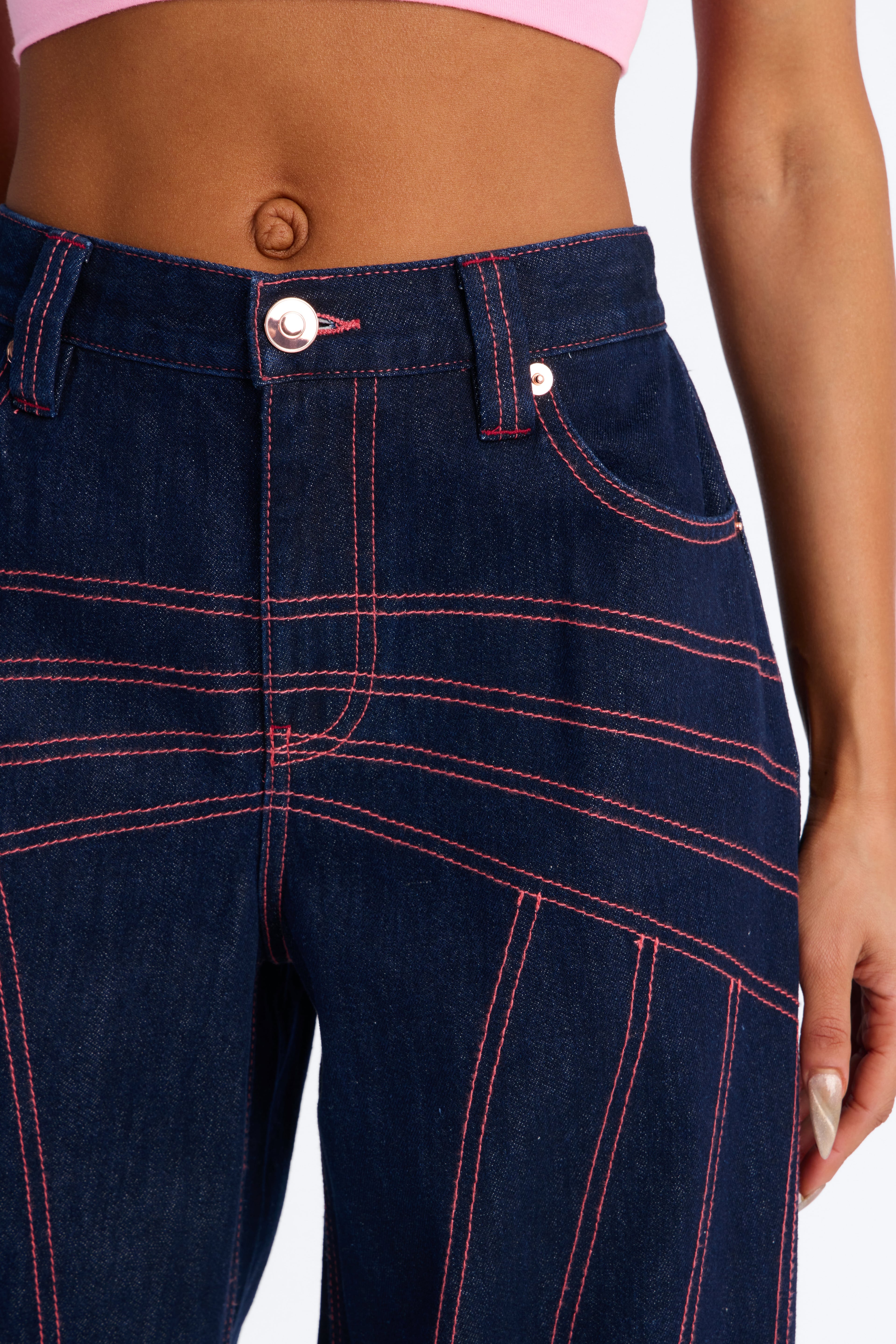 Seams Like Love Wide Leg Jeans - Dark Denim image 4
