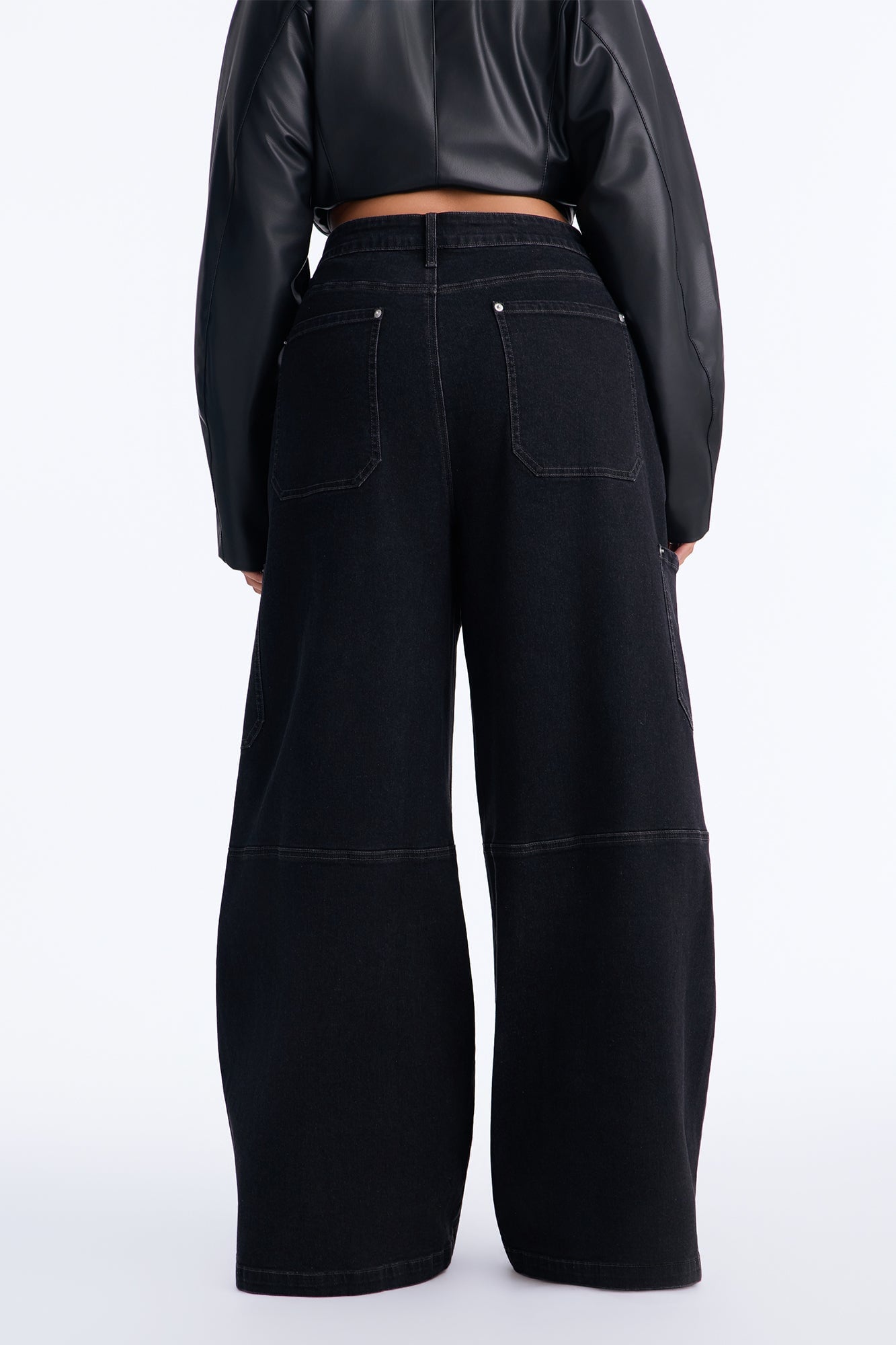 Hayley High Rise Stretch Cargo Wide Leg Jeans - Black image 4