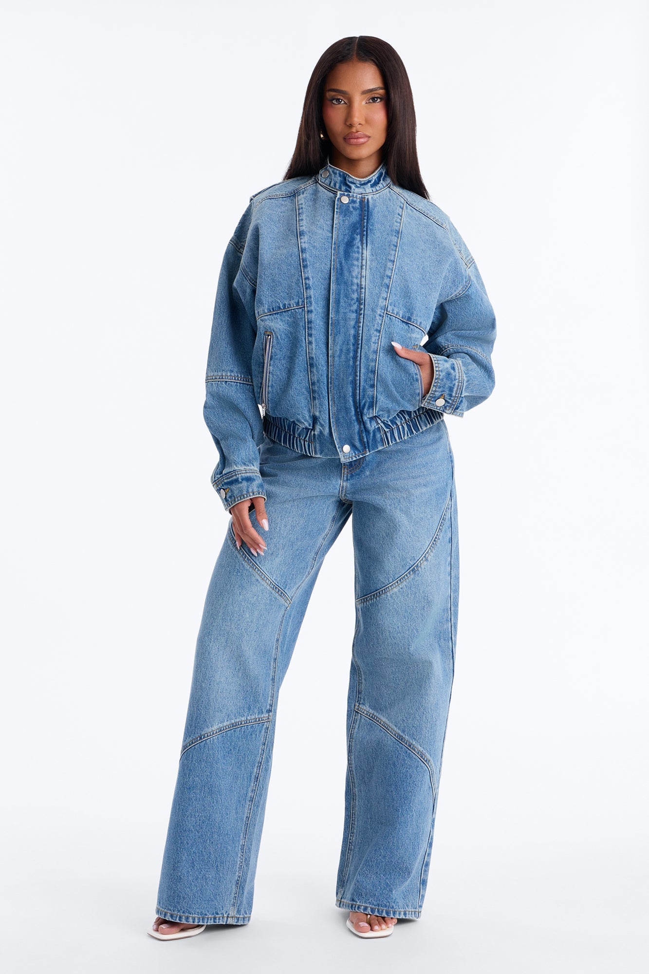 Bringing Denim Back Pant Set - Medium Wash image 1
